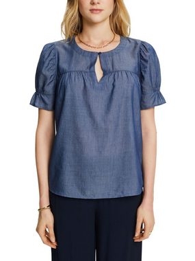 edc by Esprit Kurzarmbluse Bluse in Denim-Optik