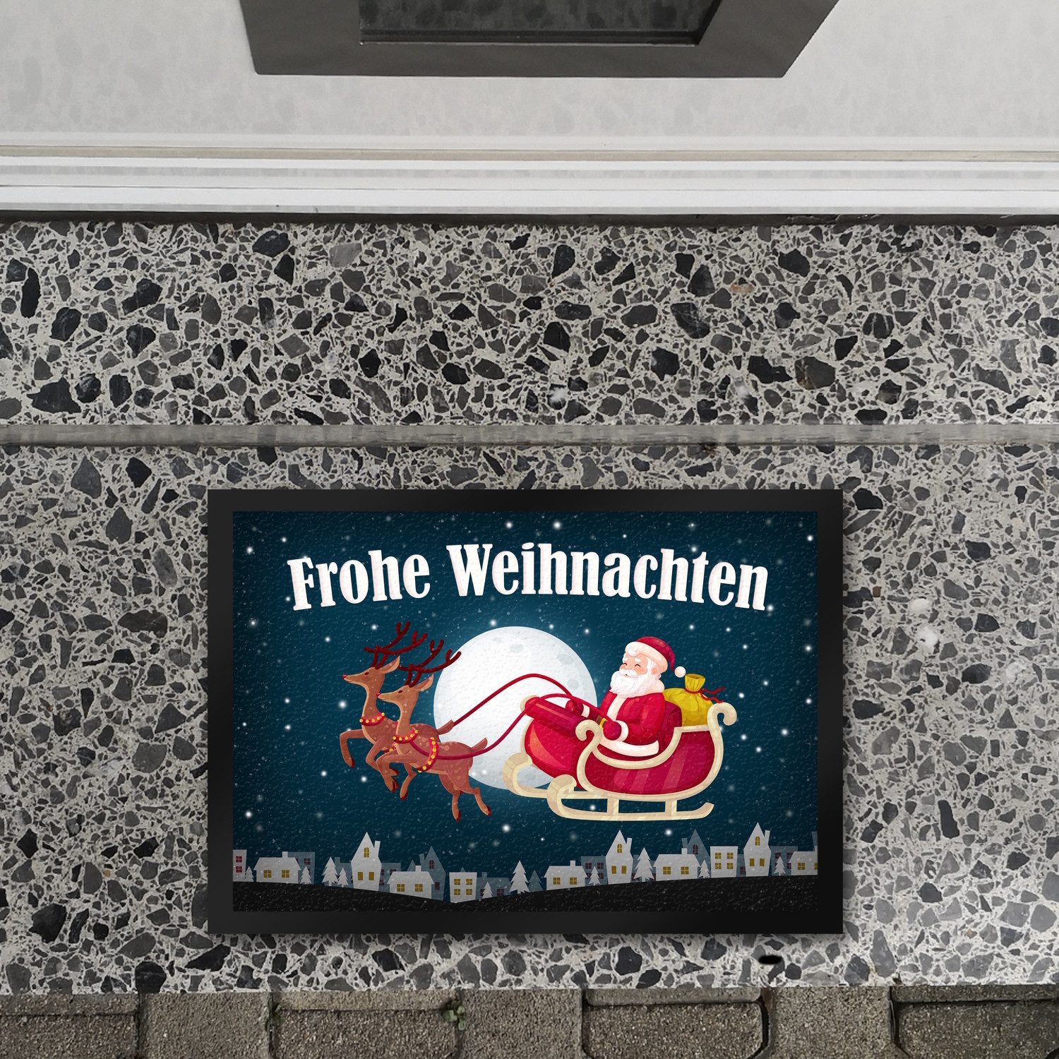 speecheese Fußmatte Frohe Weihnachten Fußmatte mit Weihnachtsmann Motiv Nik günstig online kaufen