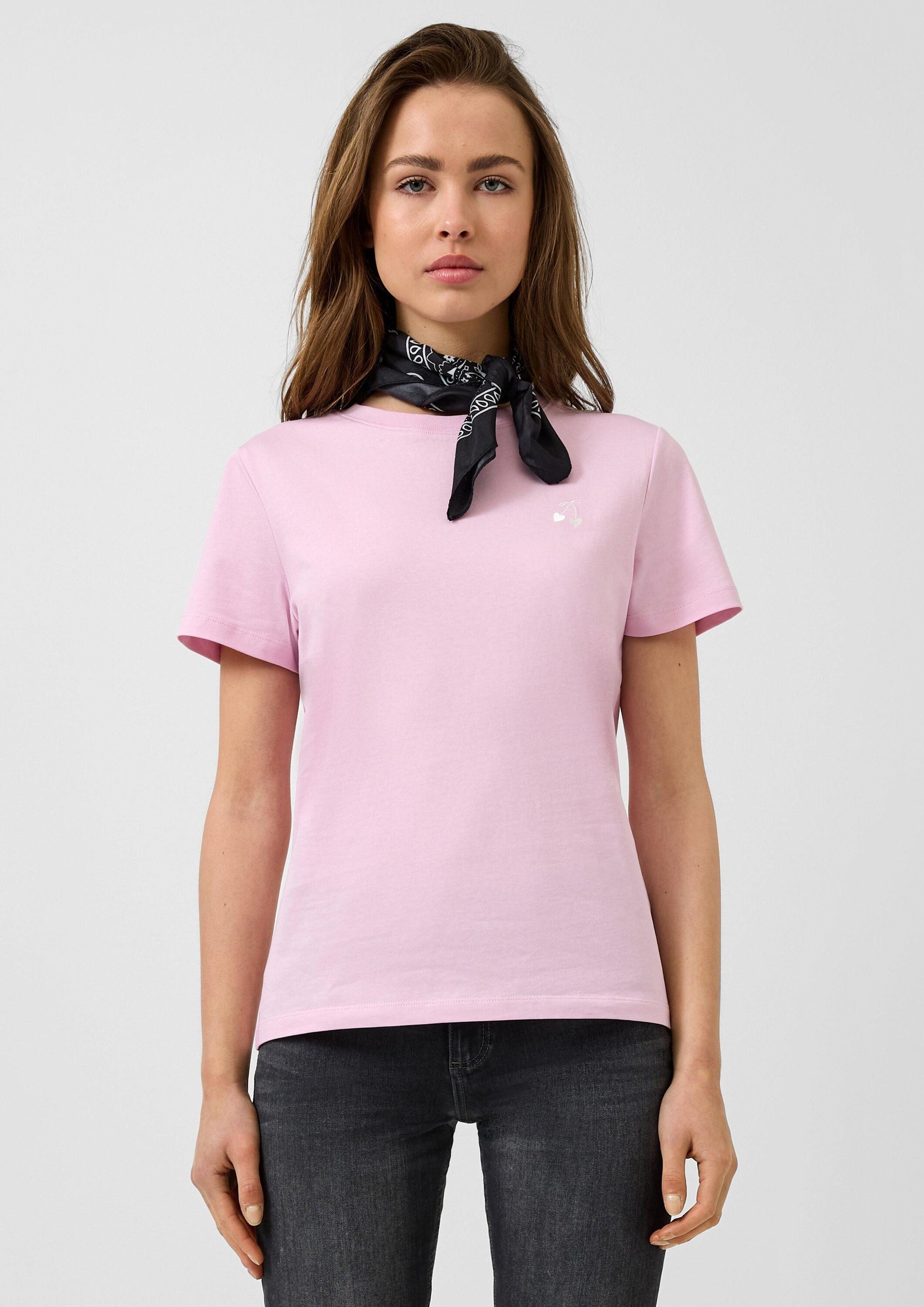 QS Kurzarmshirt T-Shirt Bauwollshirt mit Stickerei günstig online kaufen