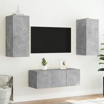 vidaXL TV-Wand 4-tlg. Wohnwand mit LED-Beleuchtung Betongrau Holzwerkstoff, (1-St)