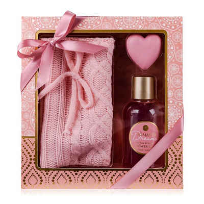 ACCENTRA Wellness-Pflegeset Accentra Geschenkbox Romantic Dreams mit Kosmetiktasche, Geschenkbox, Frauengeschenk, Wellnesspräsent, Badeset, Geschenkset, Beautyset, 100 ml Duschgel, 2,5 gr Lip Balm, 1 Kosmetiktasche, Körperpflegeset mit wohltuenden Produkten