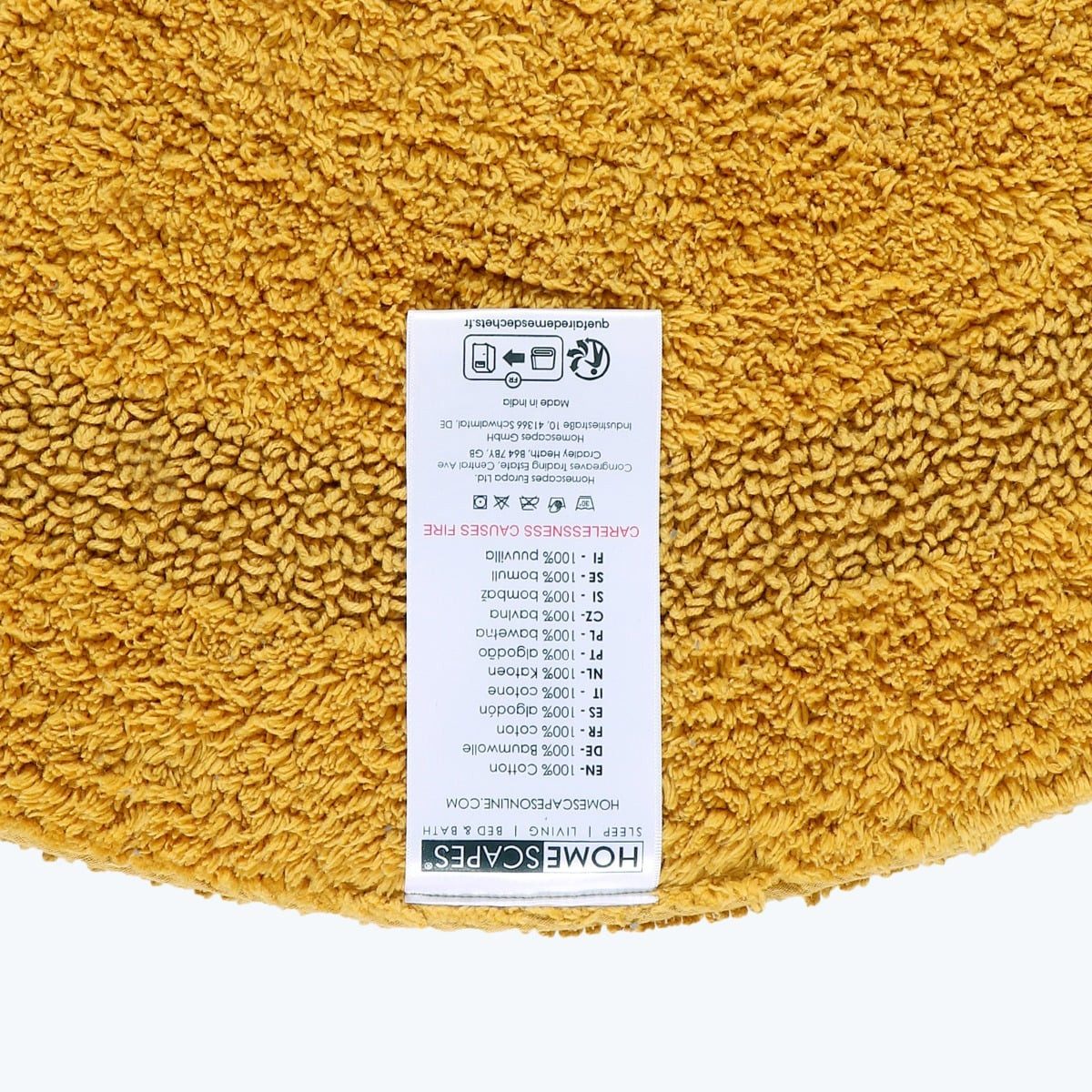 Homescapes Badematte Runde Battematte senfgelb 80 cm aus 100% Baumwolle, Höhe 20 mm, Baumwolle, rund, Φ 80 cm – Bild 3 von 3