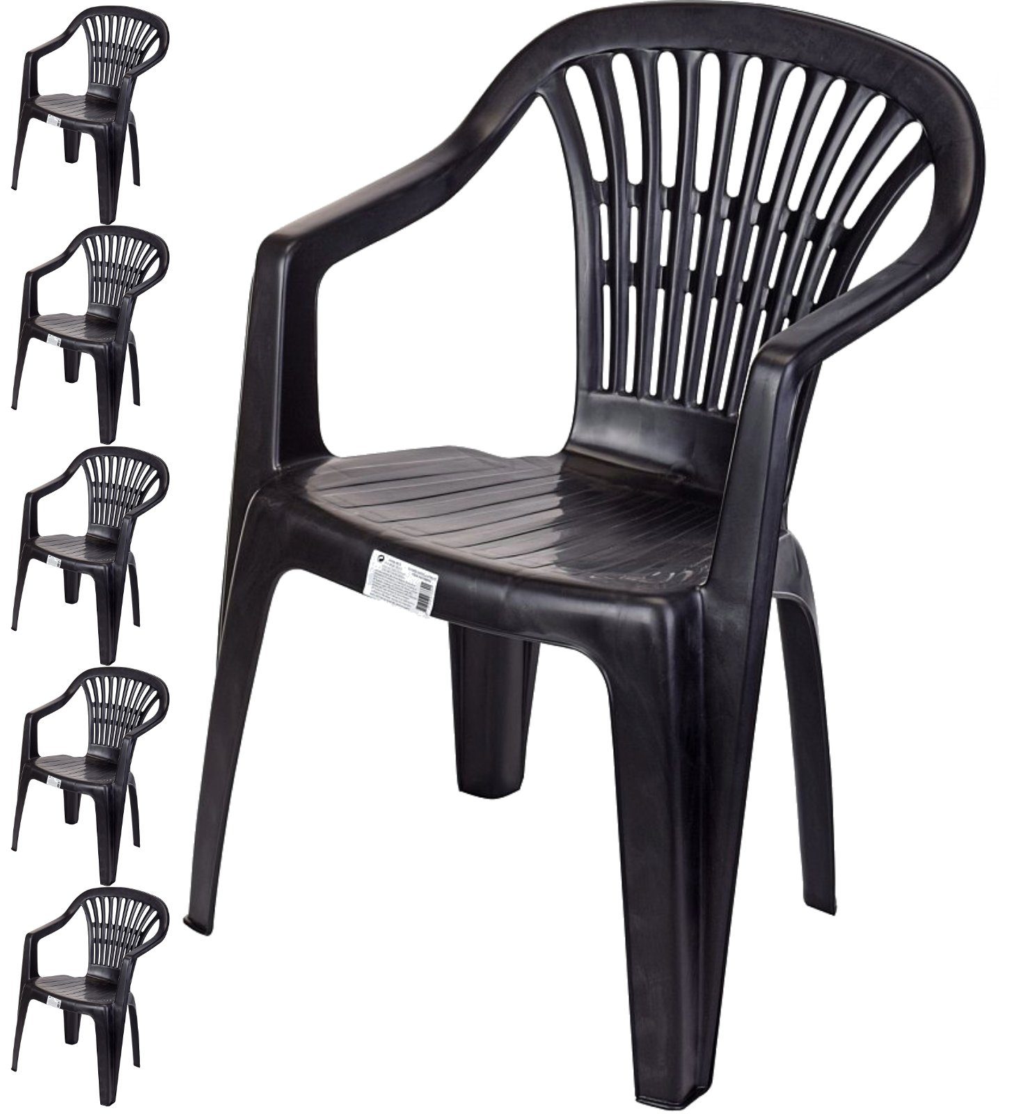 Progarden Stapelstuhl Gartenstuhl Balkonstuhl Bistrostuhl Campingstuhl 84x54x53cm Schwarz (6 St), UV-Beständig, Robust, Wetterfest, Made in Italy, Hochwertig