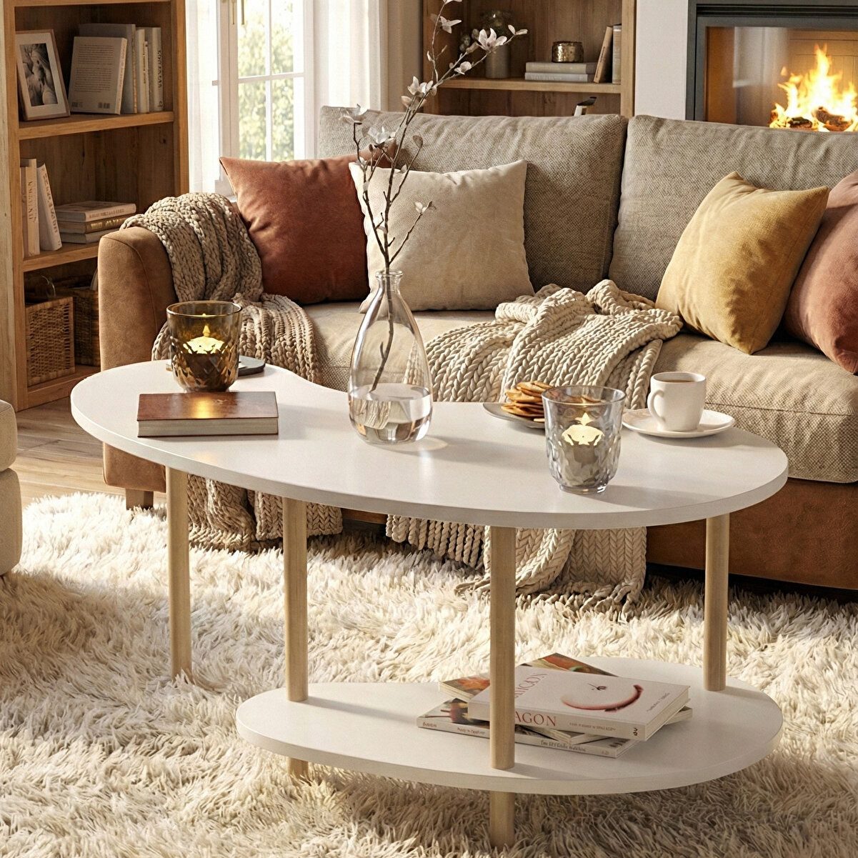 en.casa Couchtisch (1-St), Mit Ablage und Zeitschriftenfach 91332186