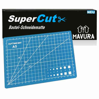 MAVURA Schneideunterlage SuperCut Schneidematte Schneideunterlage Bastelmatte, Bastelunterlage selbstheilend blau A5