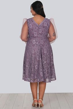 Modabout Abendkleid Damen Midikleid Sommerkleid für große Größen - NELB0588D5150LİL (1-tlg)