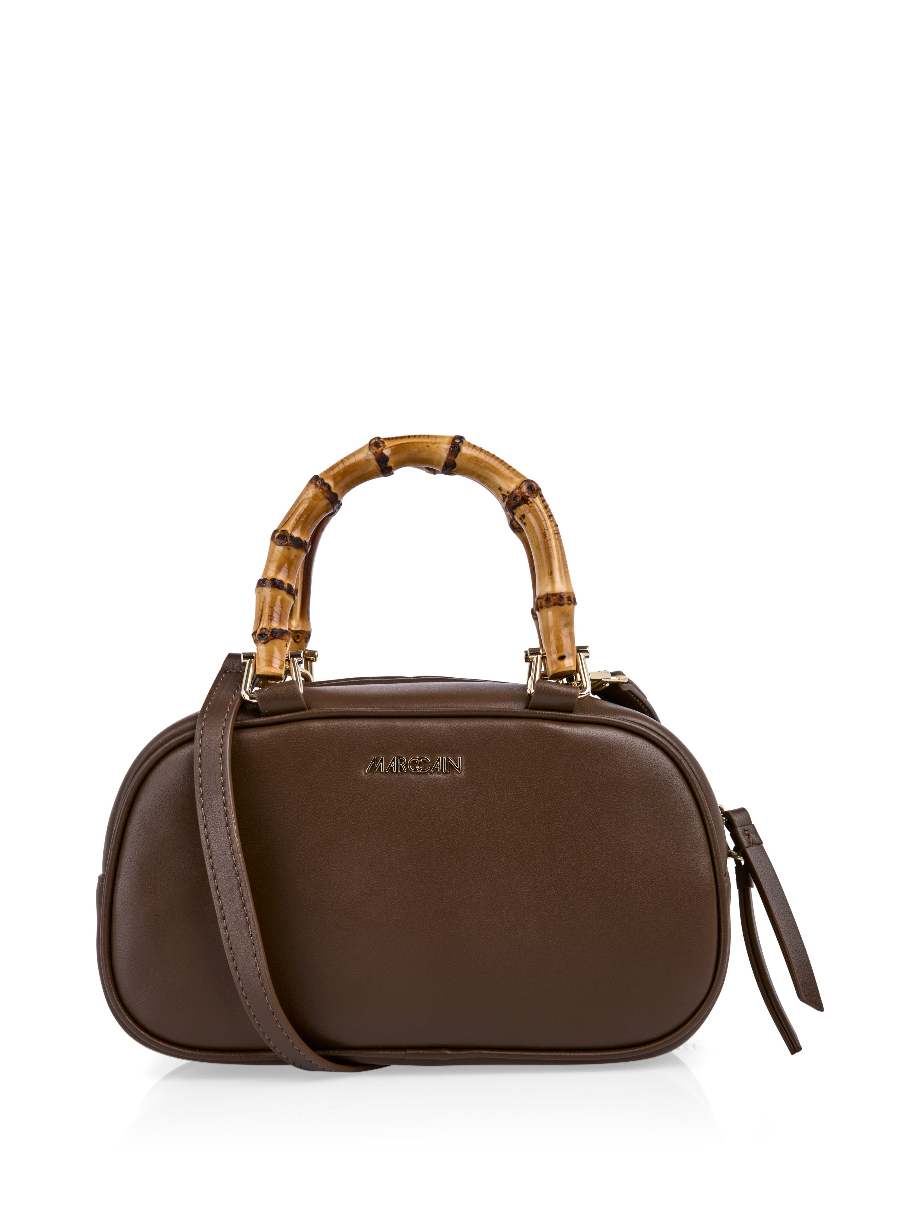 Marc Cain Henkeltasche Collections Leo's Oasis, Damen Handtasche, Abendtasche mit Holz-Tragegriff