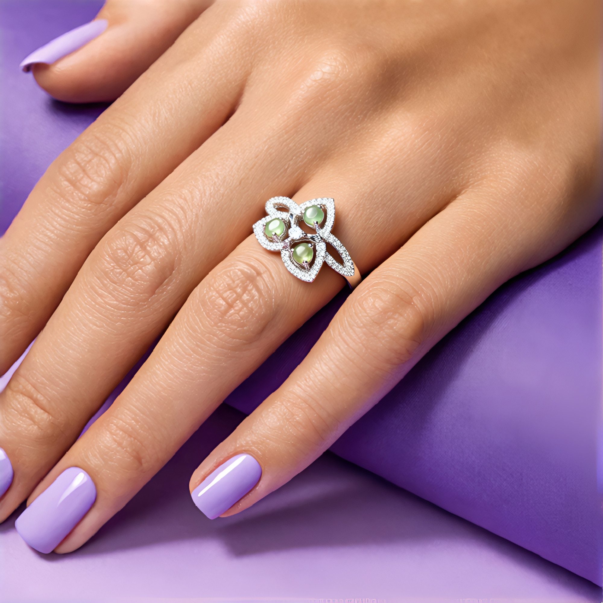 Cavill Silberring Silberring 0,57 ct Alexandrit Katzenauge mit Zirkon Blume günstig online kaufen