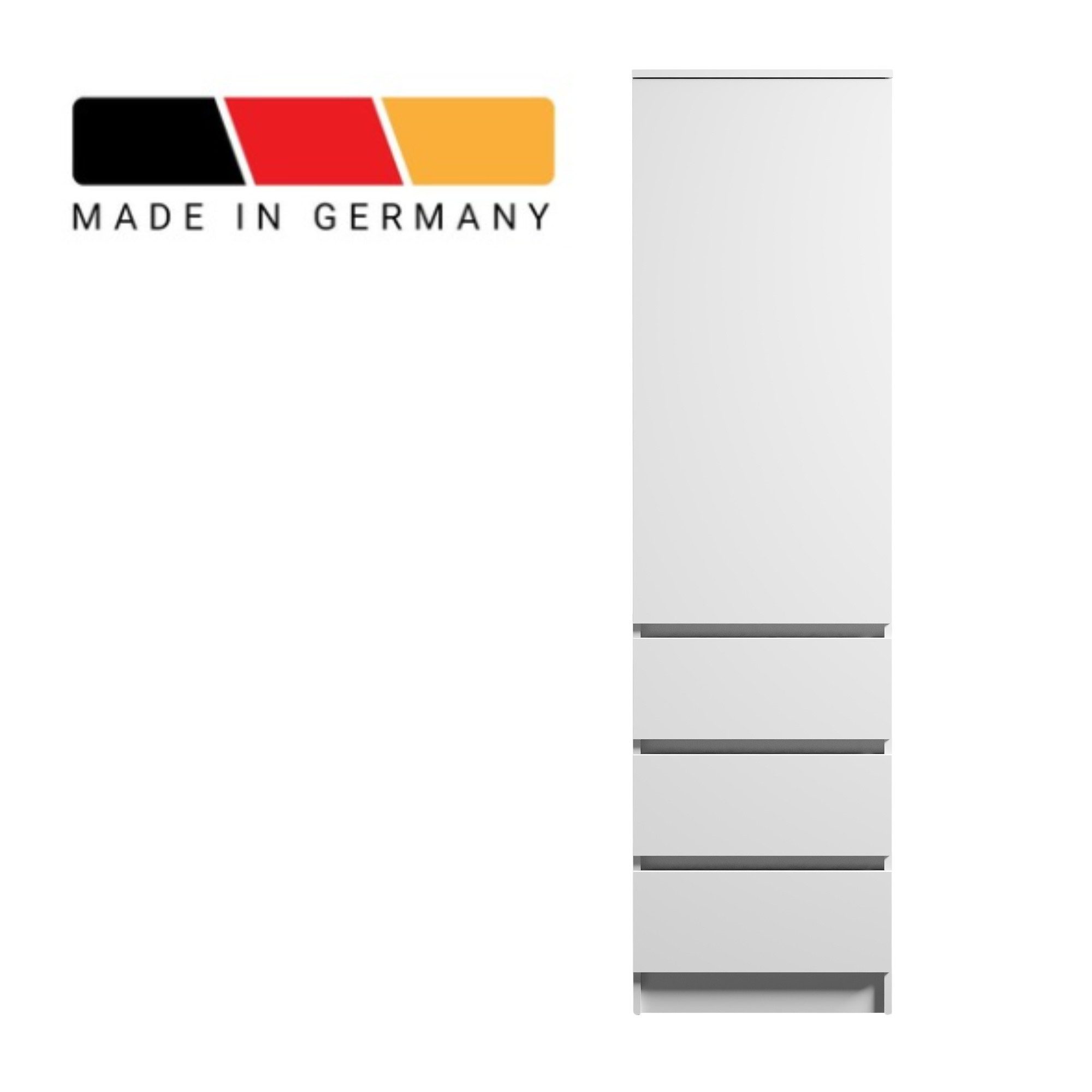 Home Collective Kleiderschrank Garderobenschrank Mehrzweckschrank Schrank, viel Stauraum & vielseitig (50x41x181 cm (BxTxH), Garderobe Schlafzimmer Büro Flur) Hochschrank mit 2 Einlegeböden und 3 Schubladen, weiß