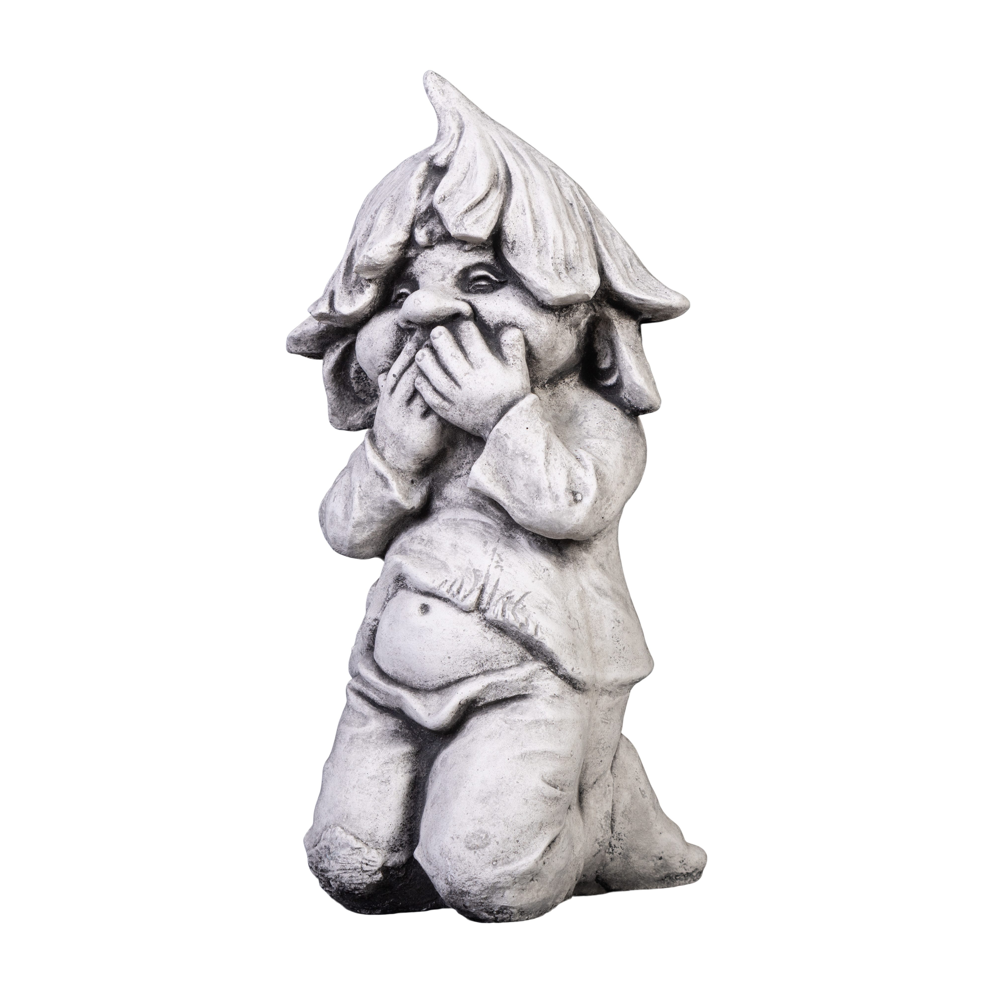 gartendekoparadies.de Gartenfigur Gnom als Stiller Beobachter, Steinfigur, H. 38 cm, 9 kg, Frostsicher