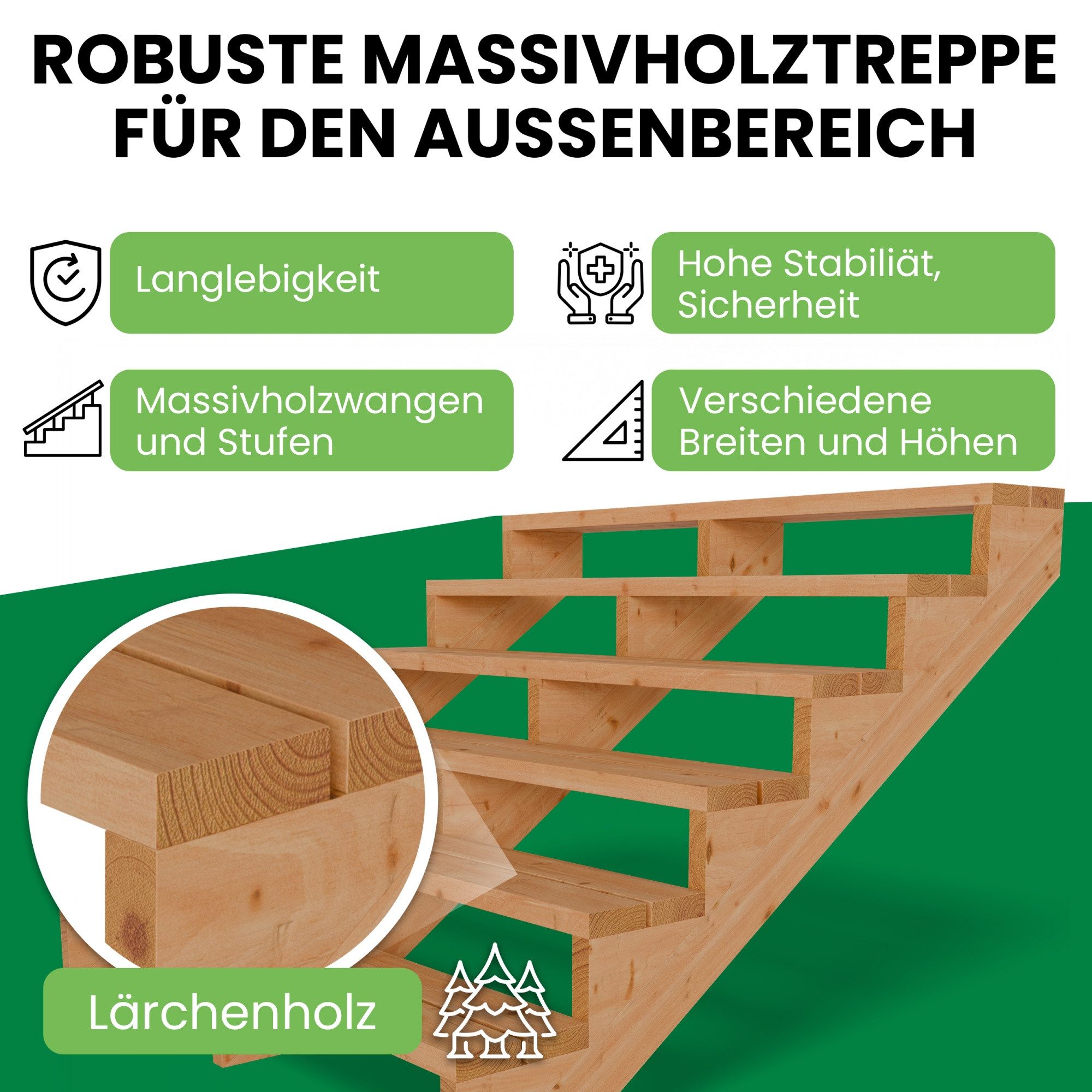 Gartenwelt Riegelsberger Außentreppe Terrassentreppe aus Lärche günstig online kaufen