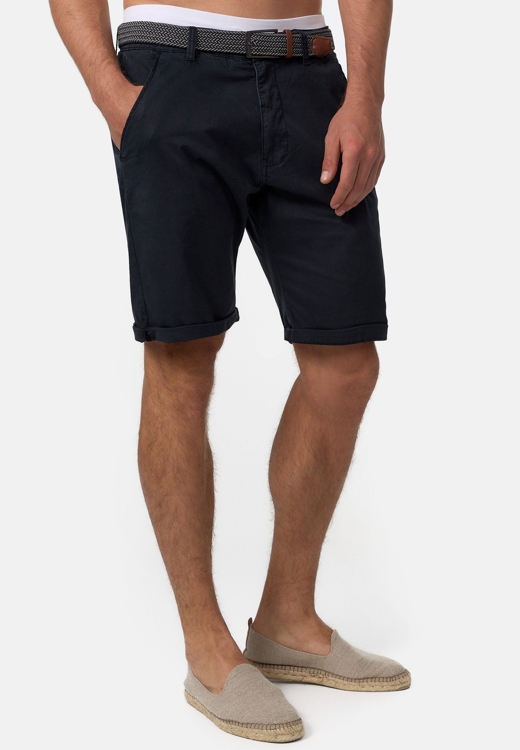 INDICODE Chinoshorts Herren Estrada Chino Shorts Herrenshorts mit 4 Taschen und Stoffpatch am Bund – Bild 3 von 5