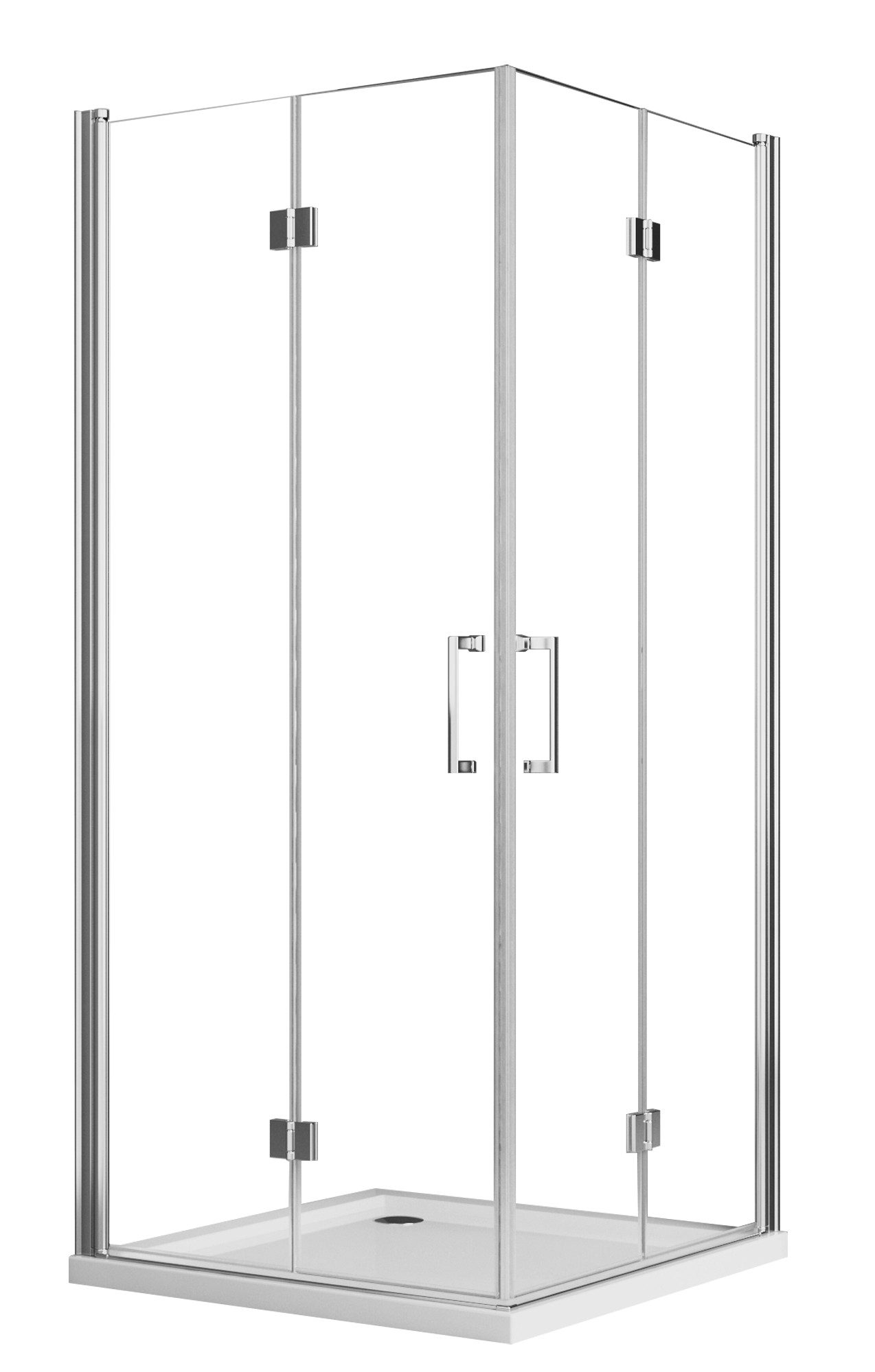 Boromal Eckdusche Duschkabine Eckeinstieg Falttür 80x80 Duschabtrennung Dusche 6mm ESG, BxT: 80x80 cm