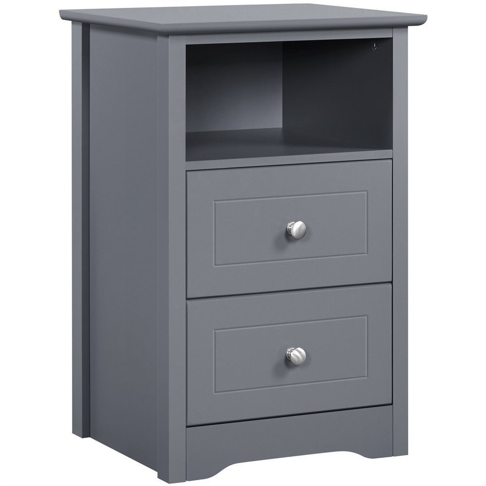 Yaheetech Nachttisch 40 x 35 x 60 cm (1-St), Nachtschrank Beistelltisch mit 2 Schubladen und 1 Staufach