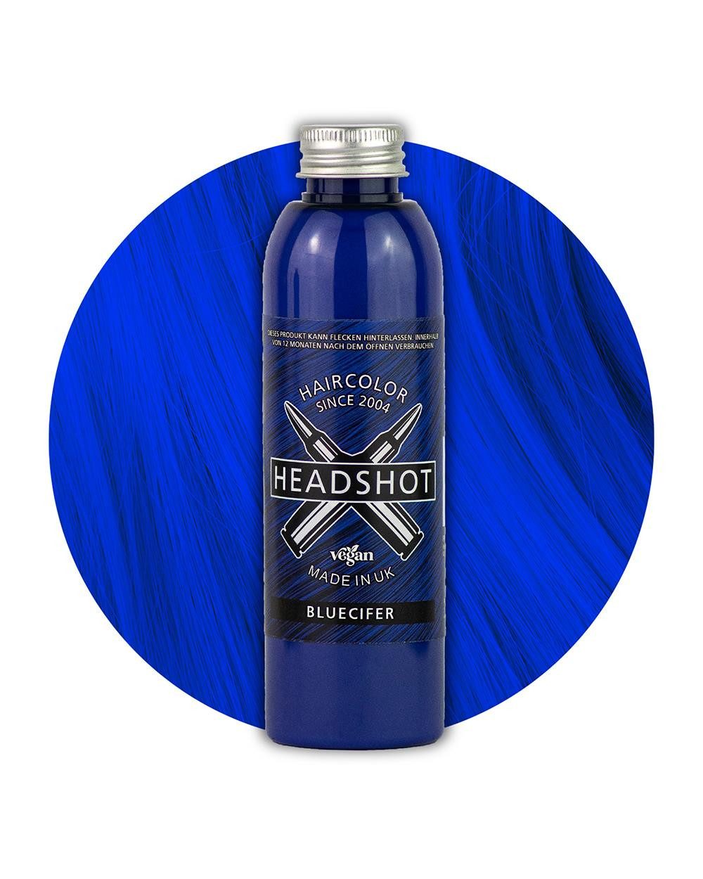 Haartönung Headshot Haartönung vegane Haarfarbe Bluecifer 150 ml, Packung, Chemikalien