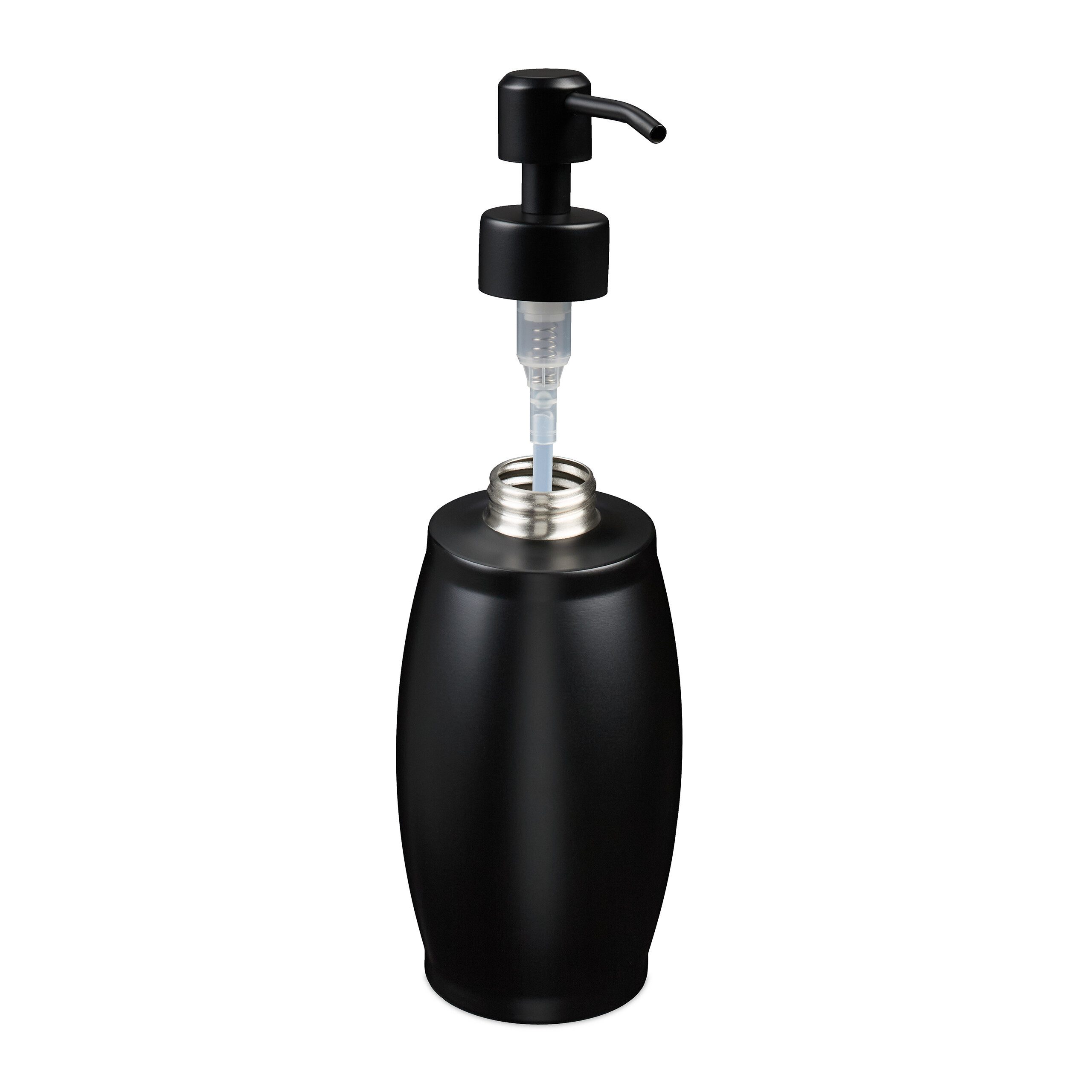 relaxdays Seifenspender Edelstahl 350 ml, (1-tlg), schwarz – Bild 5 von 5