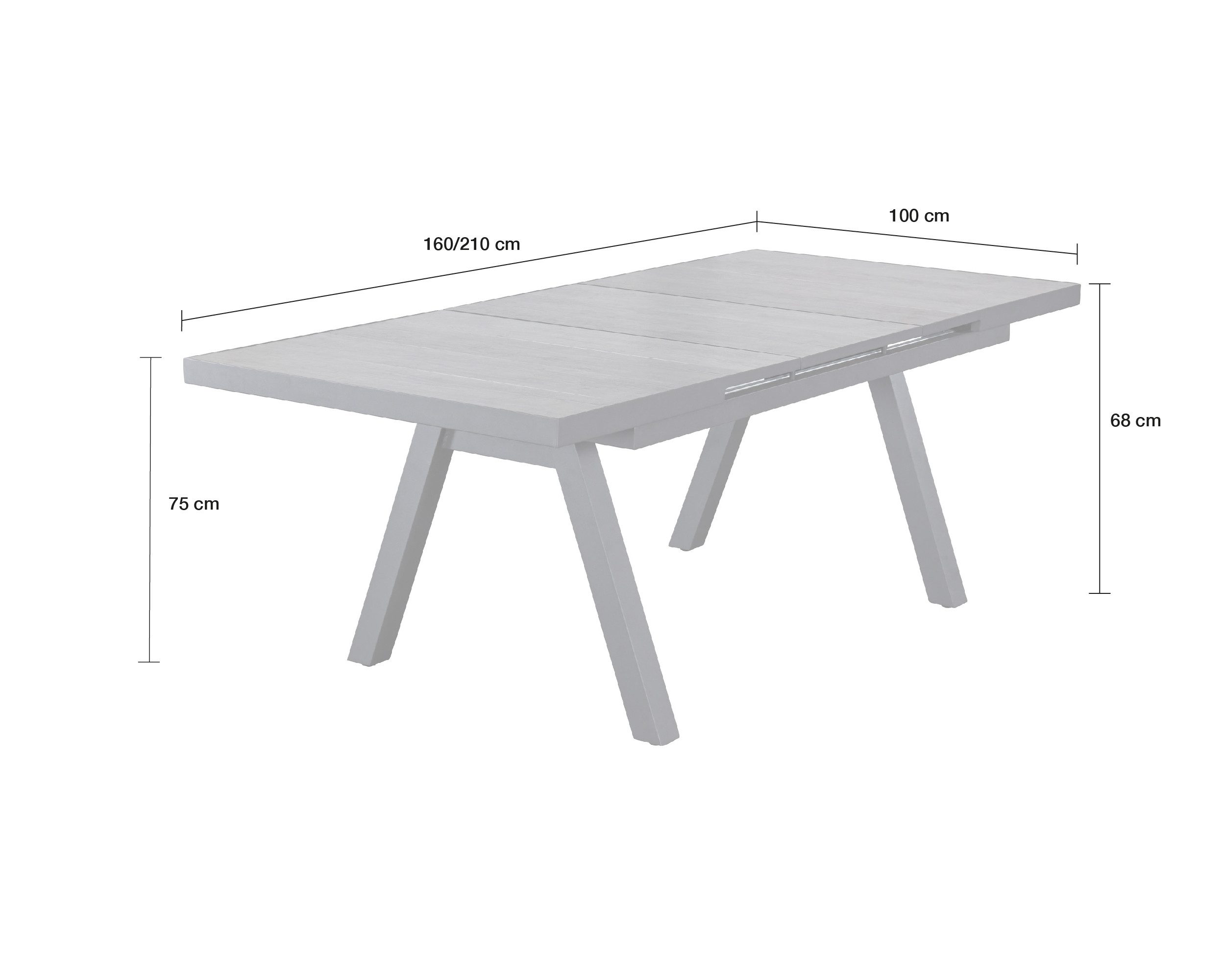 LC Garden Gartentisch Gartentisch 160/210x100cm Aluminium Stativ-Gestell Ausziehtisch