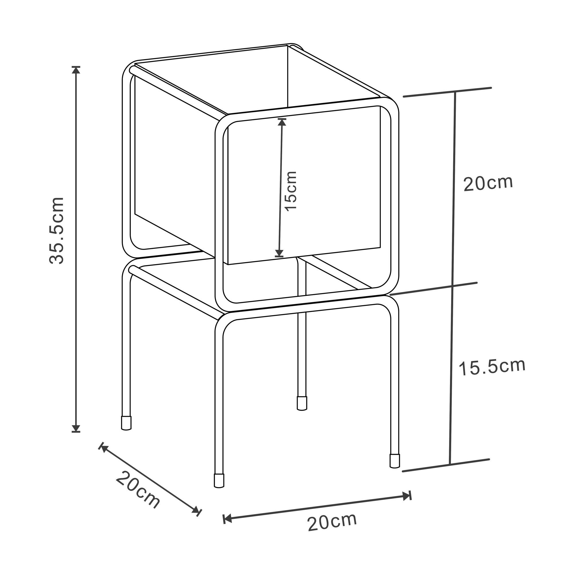 en.casa Blumenständer, einem x 20 36 mit cm Schwarz »Sveio« Metall Kasten x 20