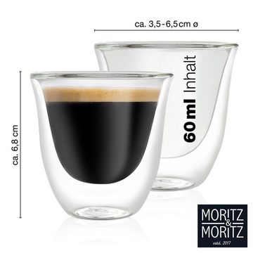 Moritz & Moritz Gläser-Set Moritz & Moritz Barista Napoli 4 x 60 ml Doppelwand-Thermo-Gläser, Borosilikatglas, für Espresso, Tee, Heiß- und Kaltgetränke
