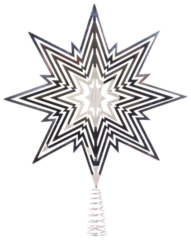 RIFFELMACHER & WEINBERGER Christbaumspitze Metall Stern 33cm 17828 - Silber - Weihnachtsbaumspitze (1-tlg)