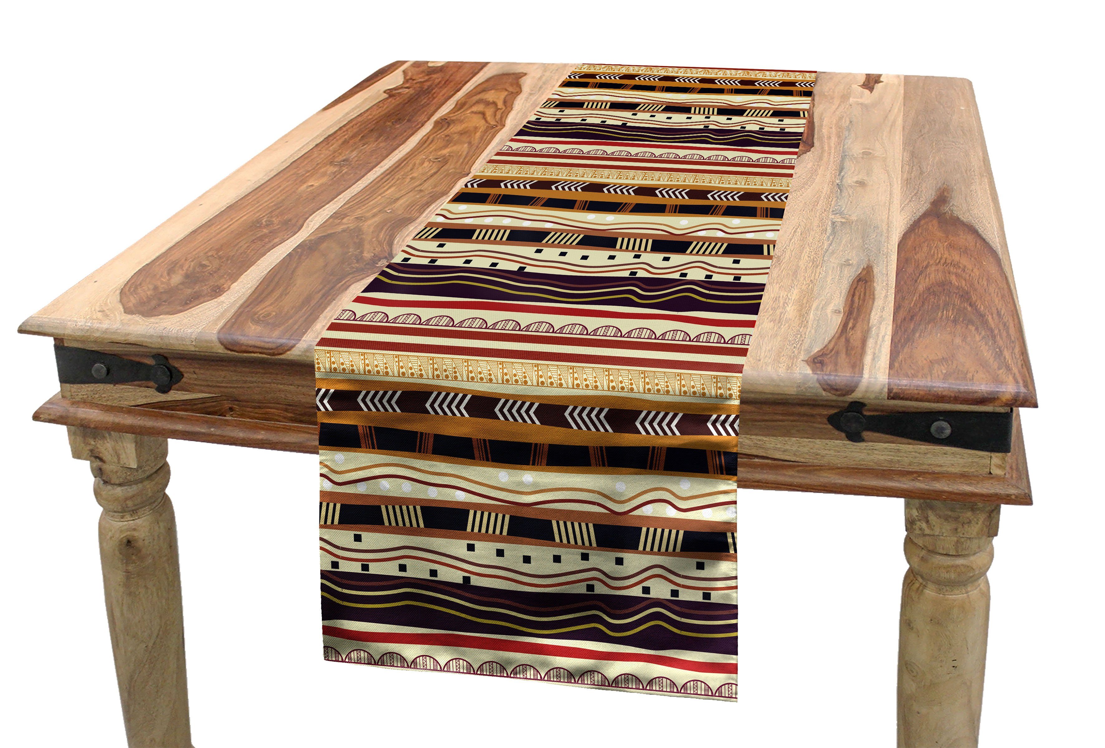 Abakuhaus Tischläufer Esszimmer Küche Rechteckiger Dekorativer Tischläufer, Ethnisch Afrika Horizontale Streif