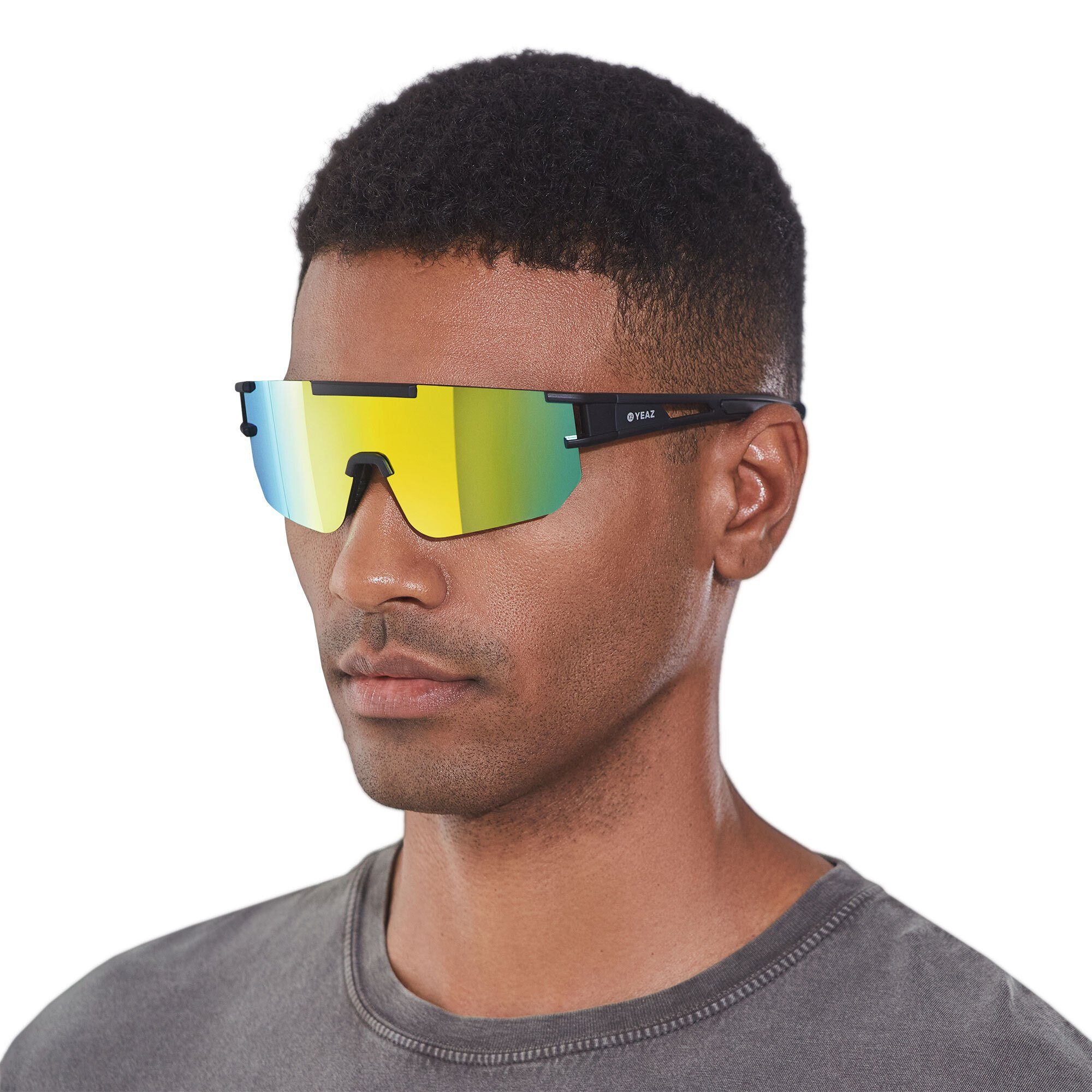 YEAZ Sportbrille SUNSPARK sport-sonnenbrille black/golden green, Guter Schutz bei optimierter Sicht | Brillen