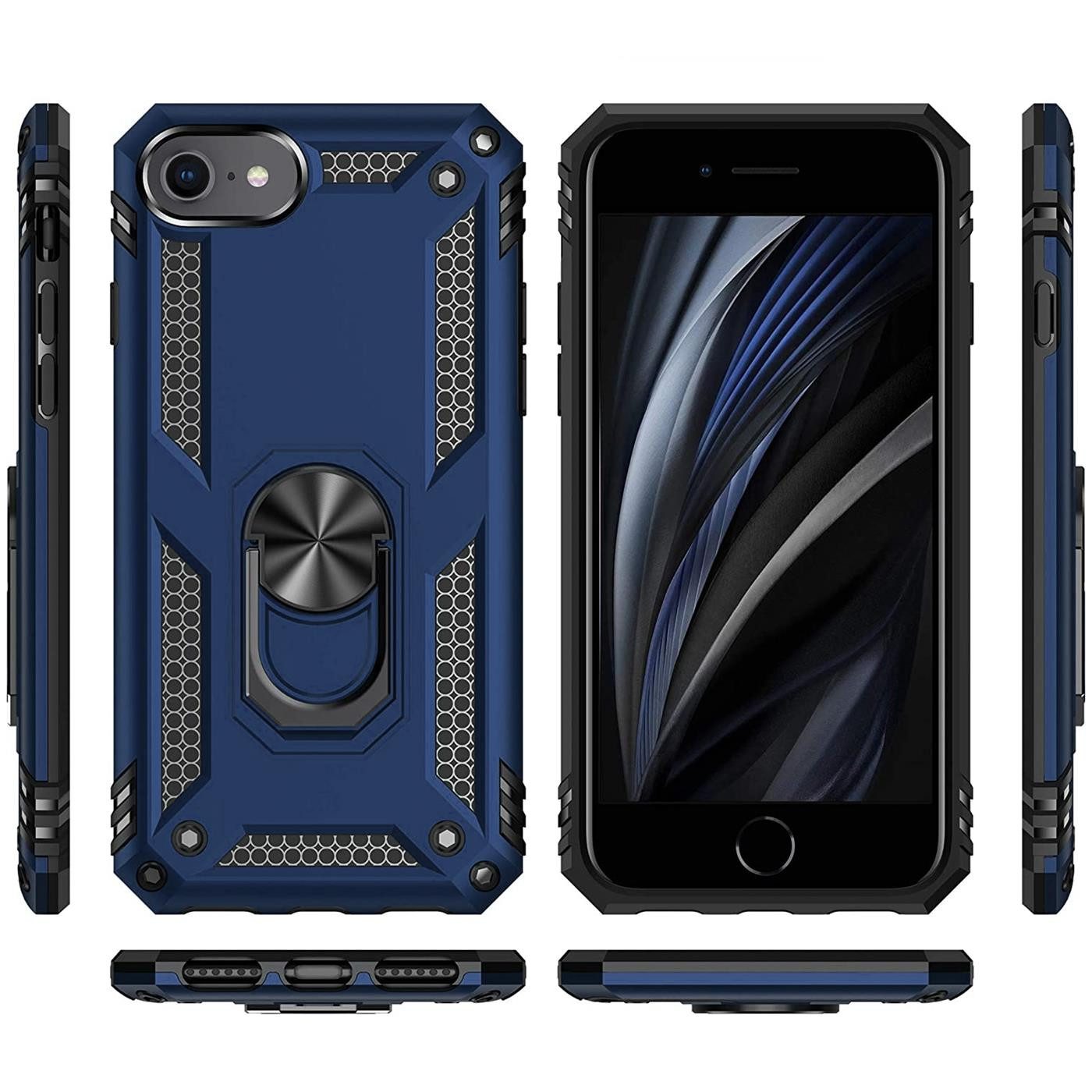 CoolGadget Handyhülle Armor Shield Case für iPhone SE 2020 2022, iPhone 7 / 8 4,7 Zoll, Outdoor Cover Magnet Ringhalterung Handy Hülle für iPhone SE 2. 3. Gen – Bild 2 von 5