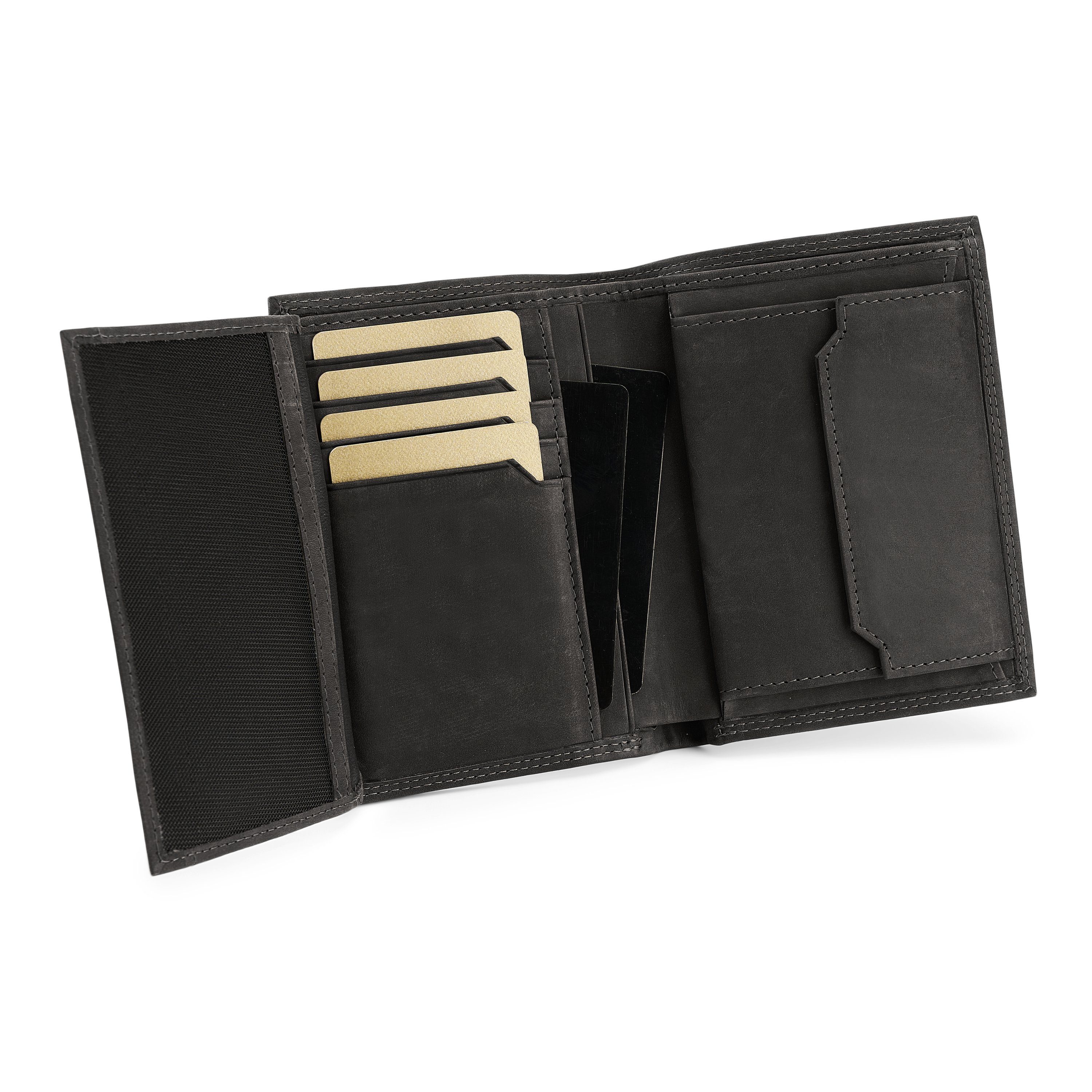 SERASAR Geldbörse Geldbörse "Vintage" (1-tlg), Echtleder mit Geschenkbox RFID-Schutz aus gegen Datenklau Schwarz inkl