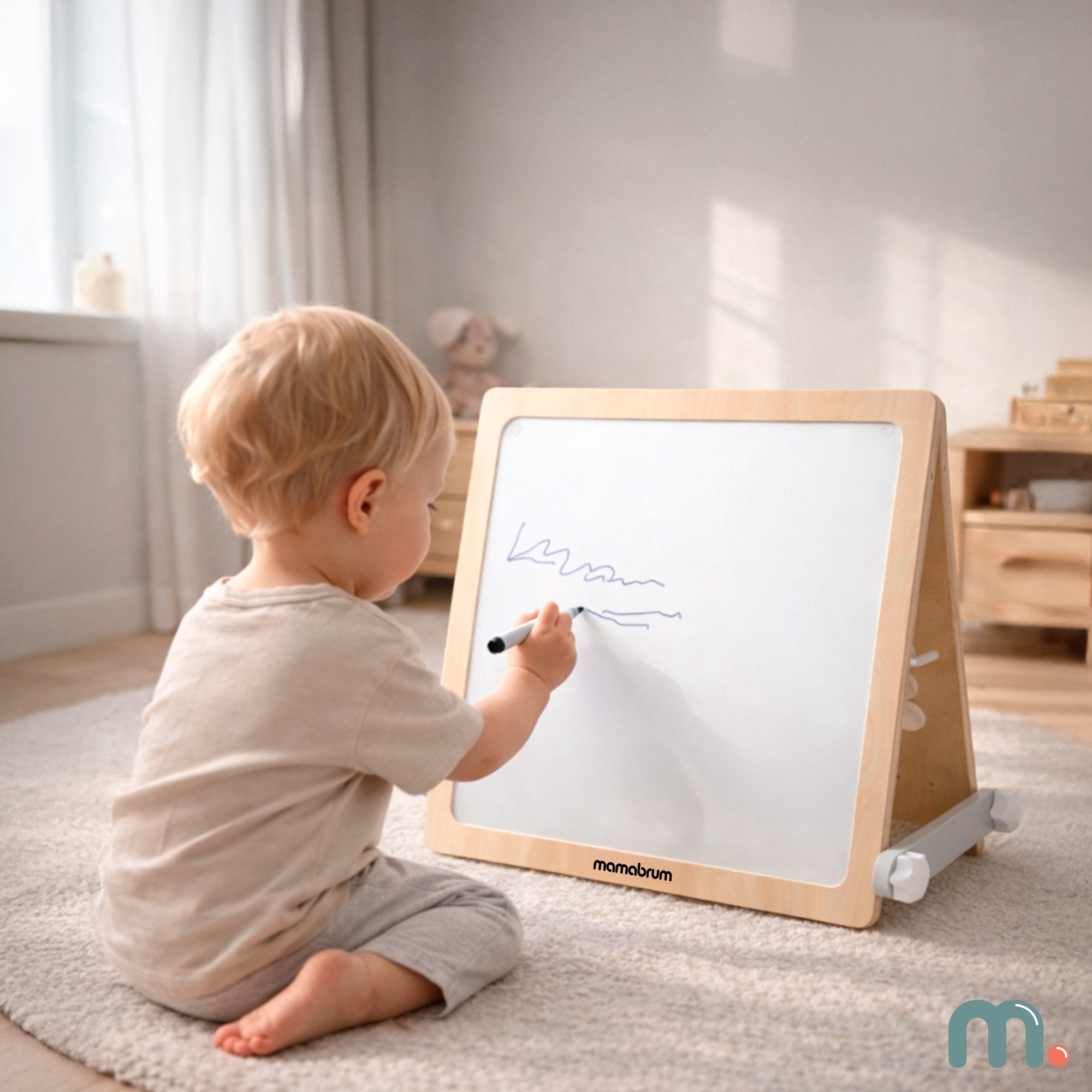 Mamabrum Kinderstaffelei Mamabrum Lernboard 2in1 Magnettafel Busy Board Holz Kinder – Bild 5 von 5