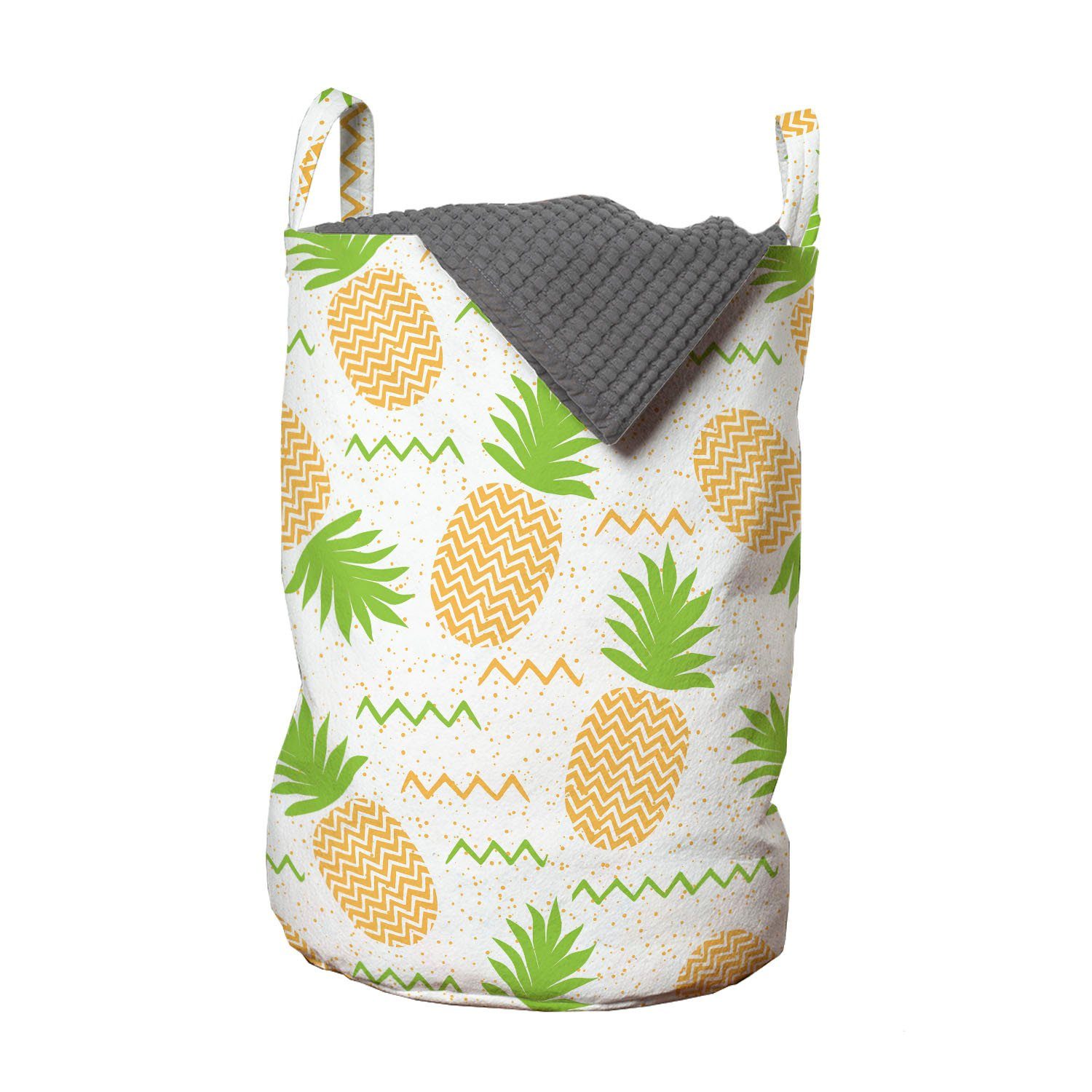 Abakuhaus Wäschesäckchen Wäschekorb mit Griffen Kordelzugverschluss für Waschsalons, Tropisch Summer Fruits Arrangement