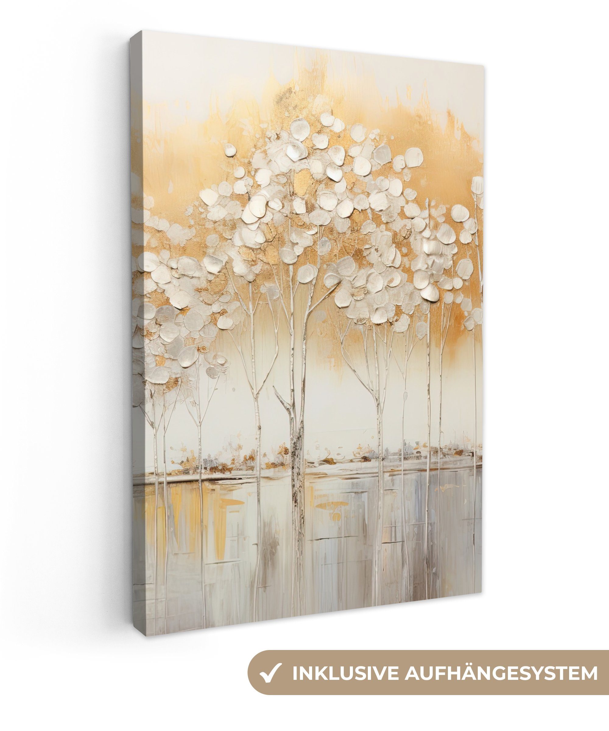 OneMillionCanvasses® Leinwandbild Bäume - Kunst - Acryl - Natur, (1 St), Wandbild für alle Wohnbereiche, Gemälde, XXL, großes, 80x120 cm