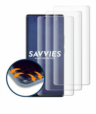 Savvies Full-Cover Schutzfolie für Tecno Spark 20 Pro Plus, Displayschutzfolie, 4 Stück, 3D Curved klar