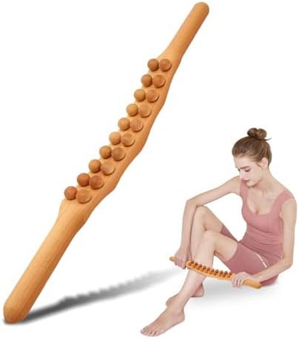 feinlux Massagegerät Anti Cellulite Massage Massagegerät Massageroller Roller Griff, Packung, Upgrade-Version, Massagestab mit zwanzig Noppen, Hergestellt aus naturbelassenem Holz, sicher und umweltfreundlich