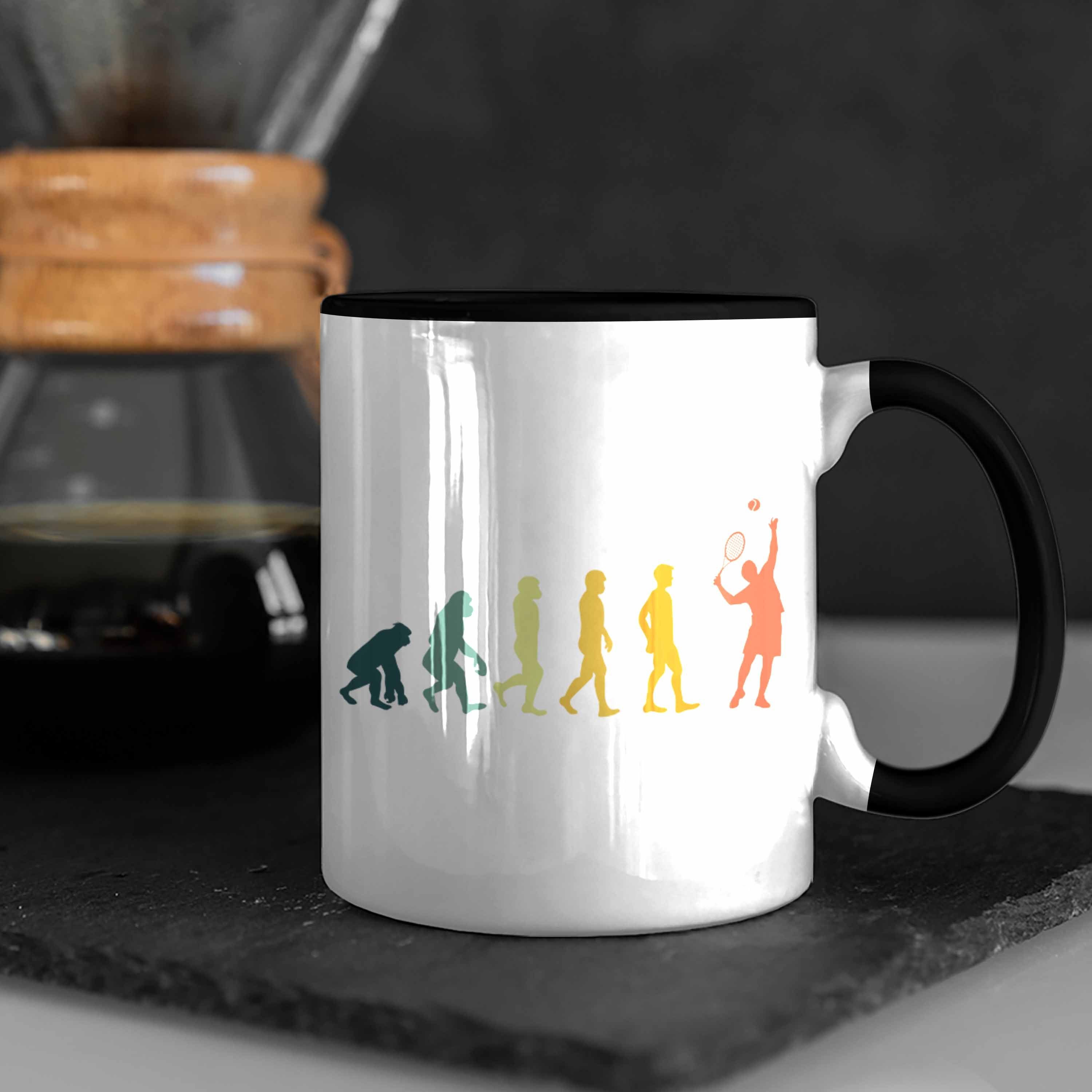 für Spruch mit Trendation Tennisspieler Geschenk Männer Tennis - Herzschlag Schwarz Trendation für Tasse Tennis-Trainer Tasse Frauen Coach