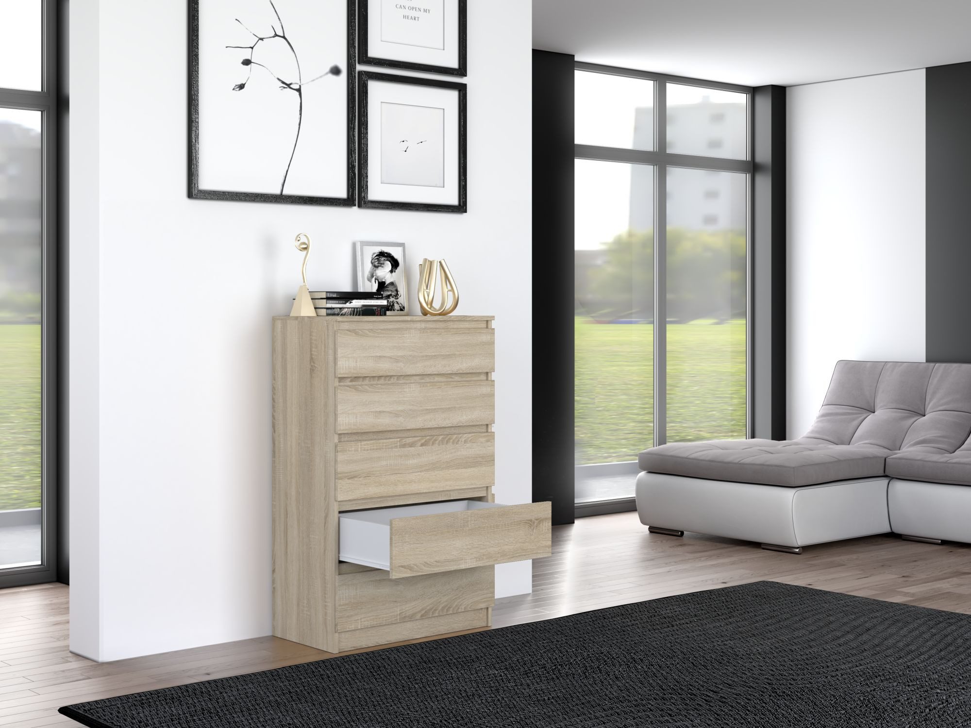 Raumhirsch Furniture Kommode Sideboard 70 cm breit (Maße 40 x 70 x 110 cm, 5 Schubladen), verschiedene Farben – Bild 4 von 5