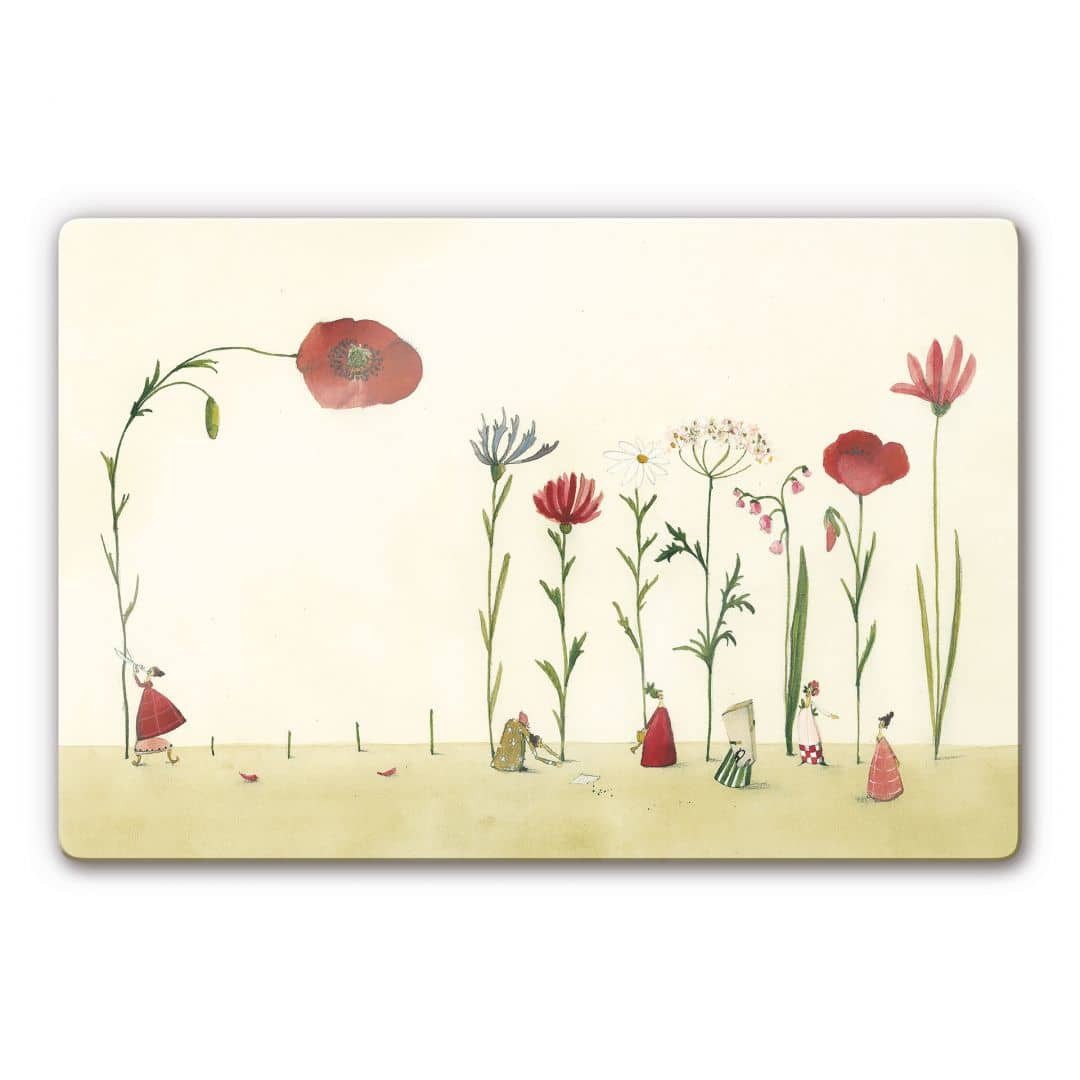 K&L Wall Art Glasbild Märchen Küche Glasbild Leffler Fantasie Blumensamen, Kinde