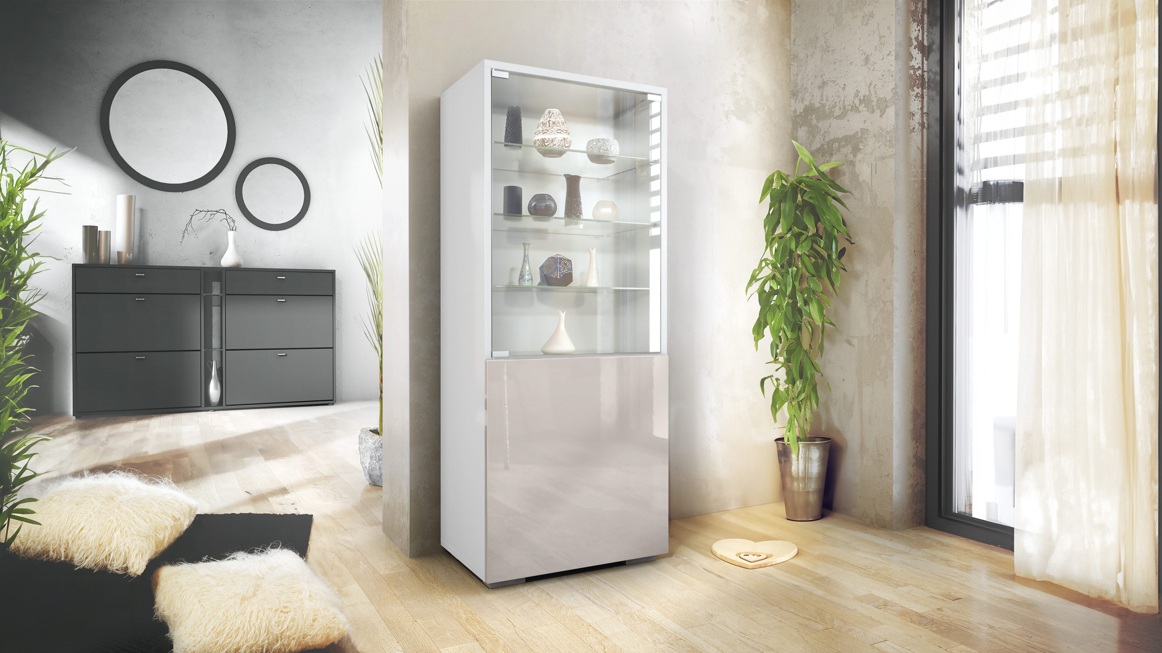 Vladon Standvitrine Granada (Vitrinenschrank, mit Glastür und Glaseinsatz) günstig online kaufen