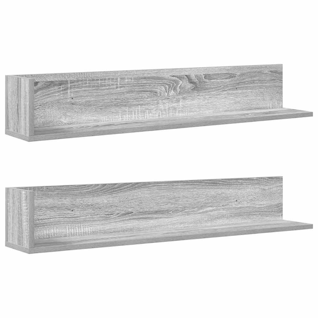 vidaXL Regal Wandregale 2 Stk. Grau Sonoma 100x16,5x16,5 cm Holzwerkstoff, günstig online kaufen