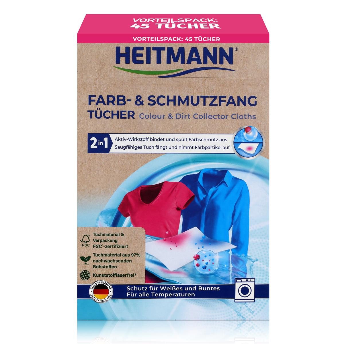 HEITMANN Heitmann Farb- und Schmutzfangtücher 45 Tücher Wäscheschutz (1er Pack) Reinigungstücher