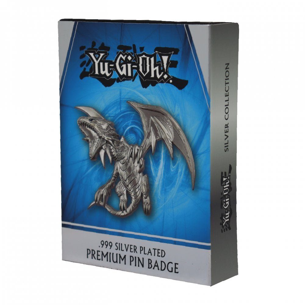 Anstecknadel, Yu-Gi-Oh! Drache Blauäugiger Premium - - limitierte Anstecknadel inkl. Weißer Aufsteller Fanattik
