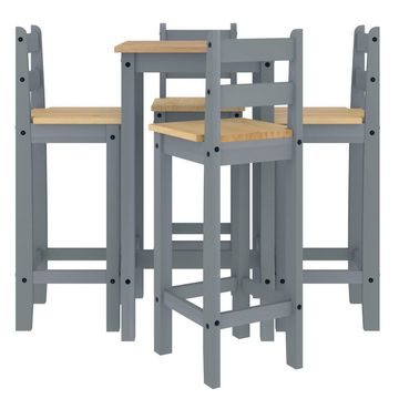 vidaXL Essgruppe 5-tlg. Bar-Set Grau Massivholz Kiefer, (1-tlg)