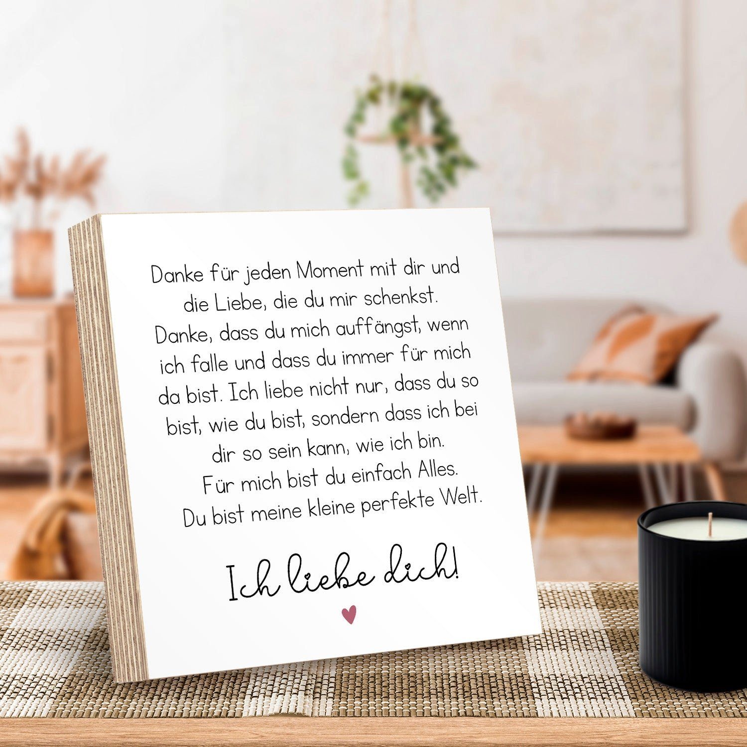 ARTFAVES Holzbild Holzschild mit Spruch - Danke für jeden Moment mit dir, kleines Dankeschön-Geschenk als Deko