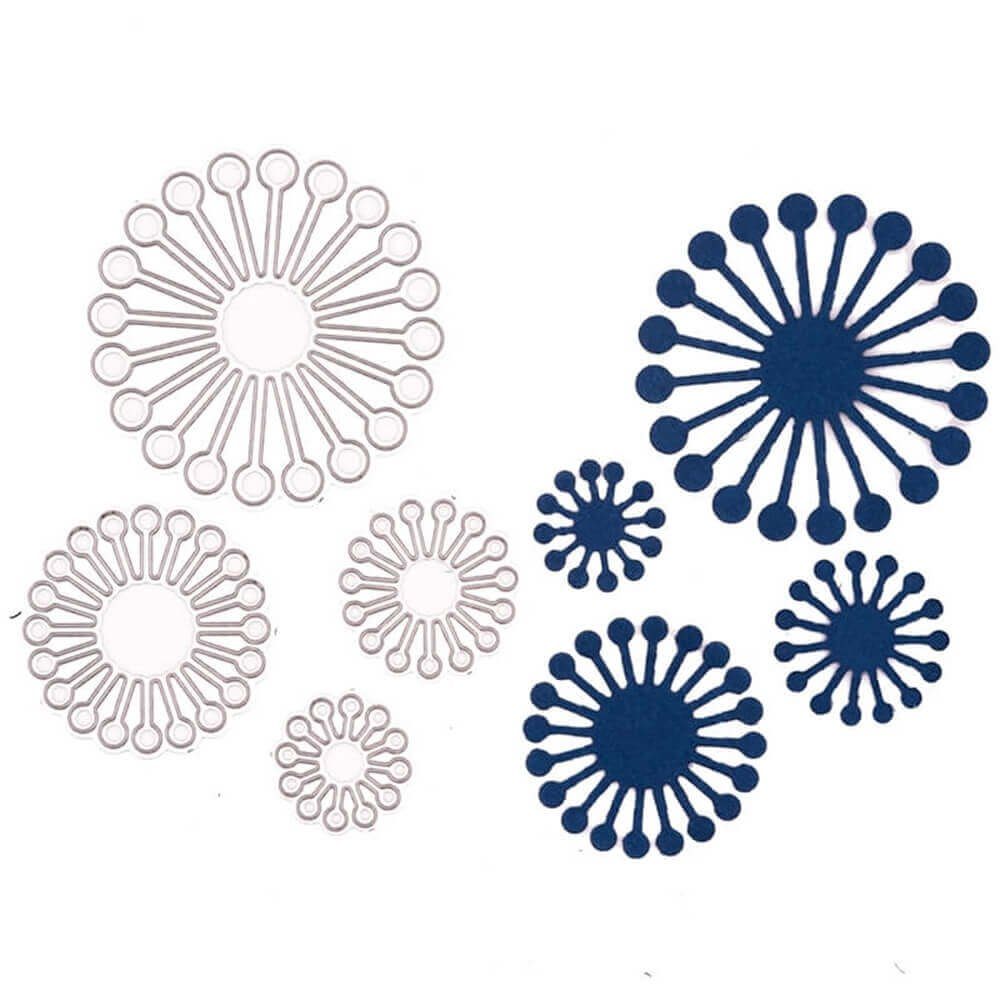 Stanzenshop.de Motivschablone Stanzschablone Vier Blumen mit Punkten, Muster, Floral, Kreis