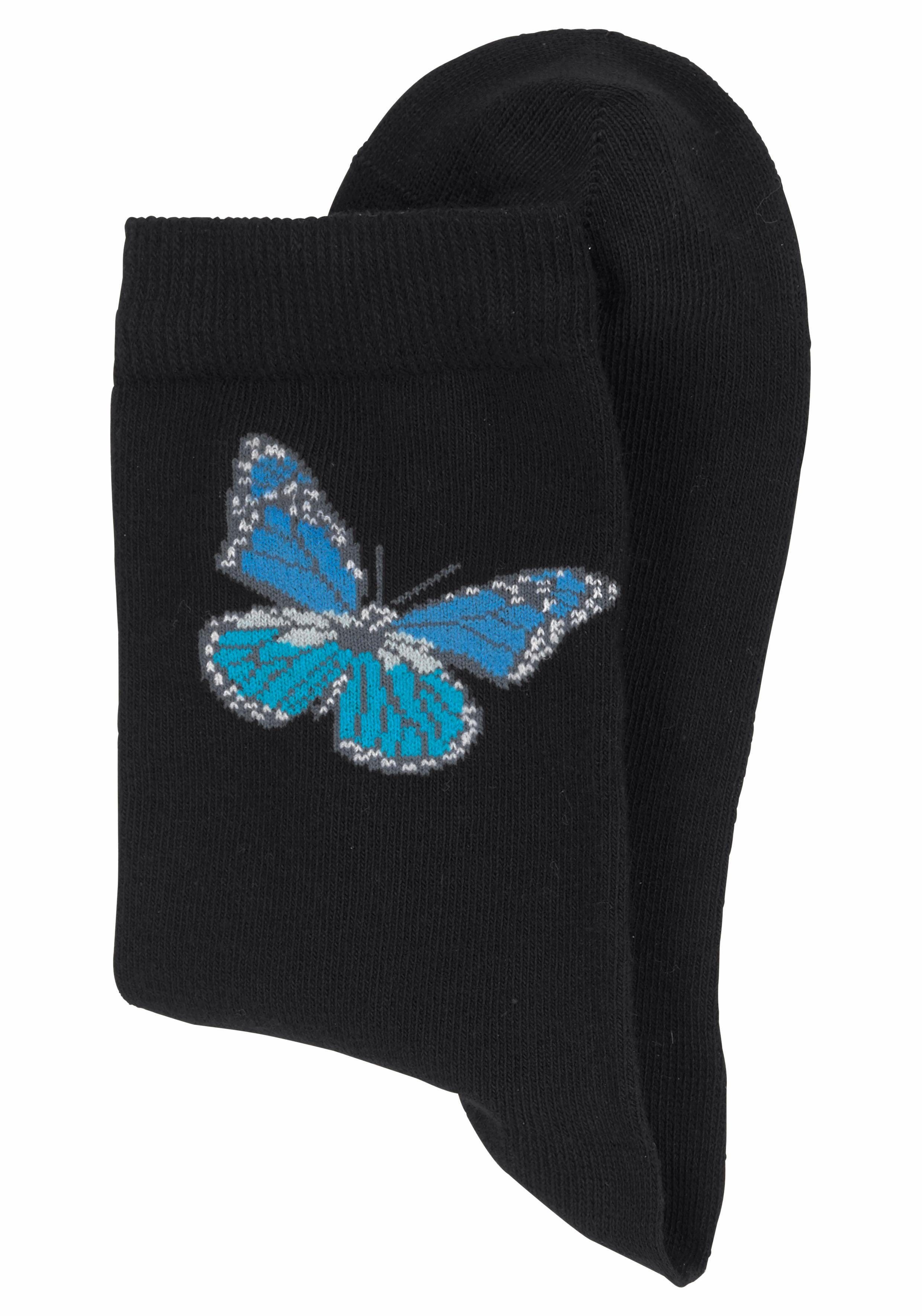 H.I.S Socken mit Vogelmotiven Schmetterlings- und 7-Paar) (Set