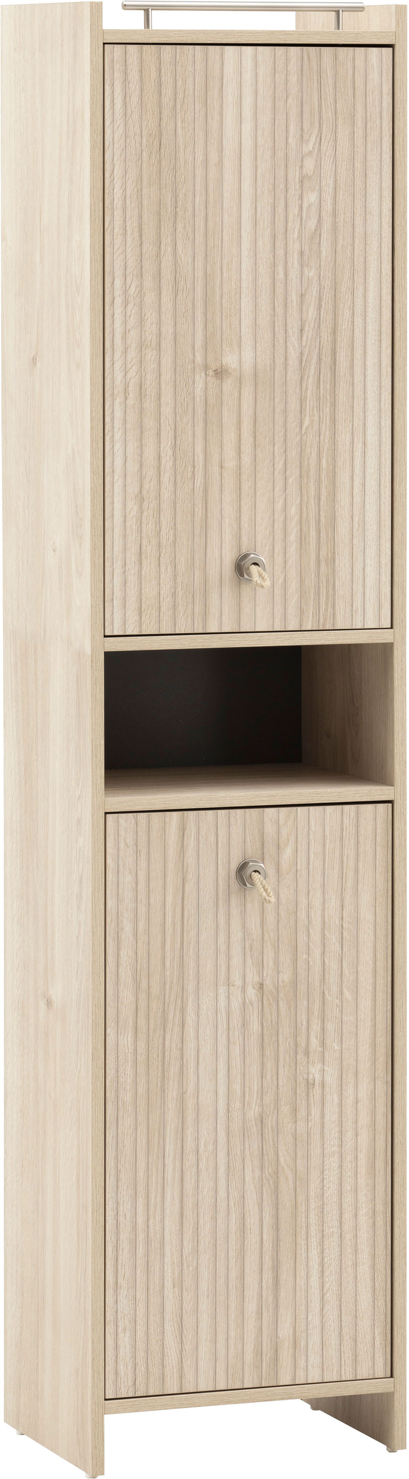 Schildmeyer Hochschrank SONDERBY, 2 Türen & 1 offenes Fach, Höhe 176,5 cm, MADE IN GERMANY (1-St) Seilgriffe im maritimen Look, MADE IN GERMANY