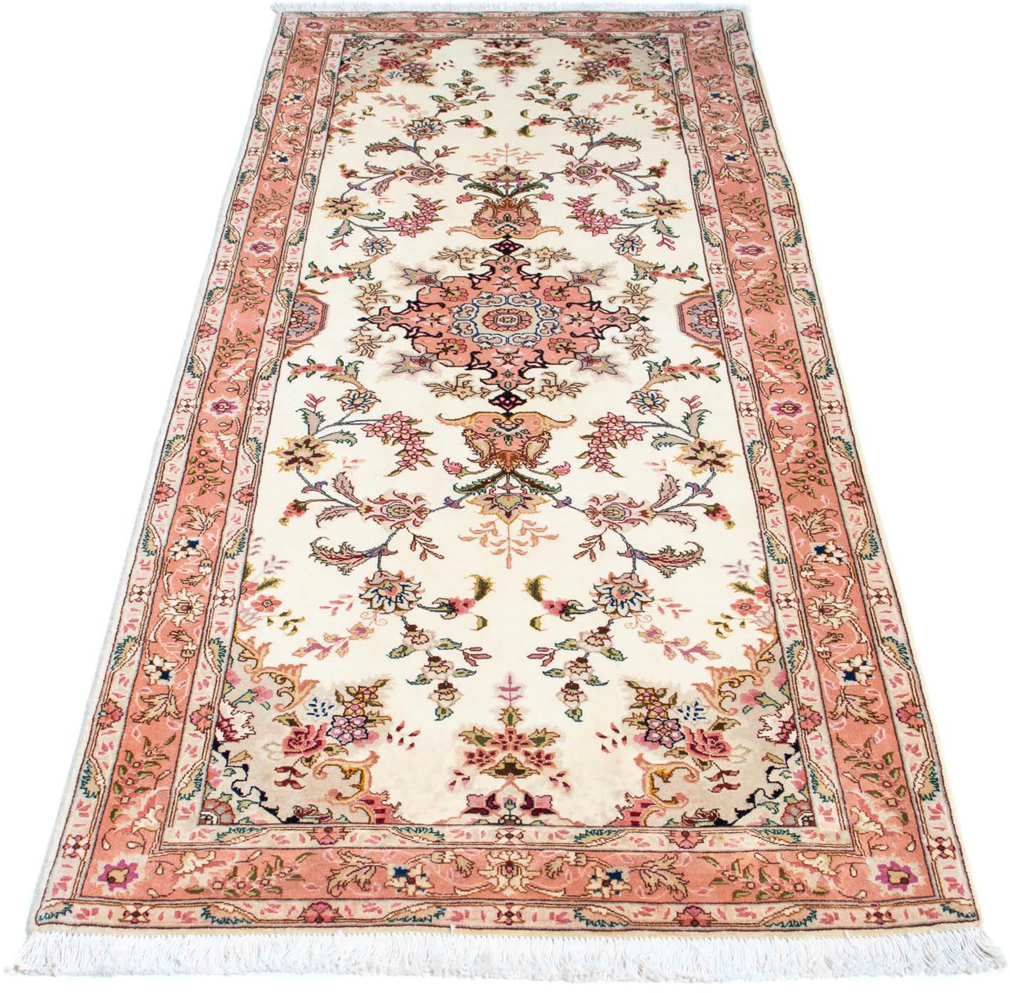 Orientteppich Perser - Täbriz - Royal - 212 x 82 cm - beige, morgenland, rechteckig, Höhe: 7 mm, Wohnzimmer, Handgeknüpft, Einzelstück mit Zertifikat