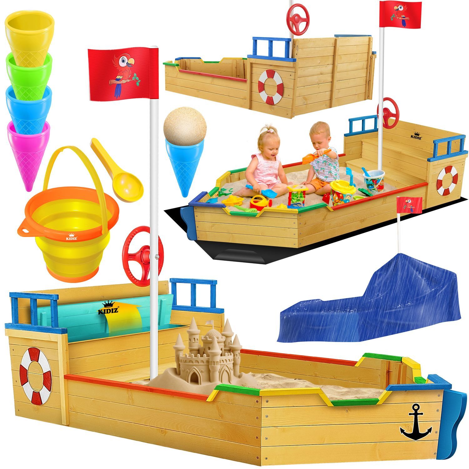 KIDIZ Sandkasten, Sandkasten Ahoi Piratenschiff Boot günstig online kaufen