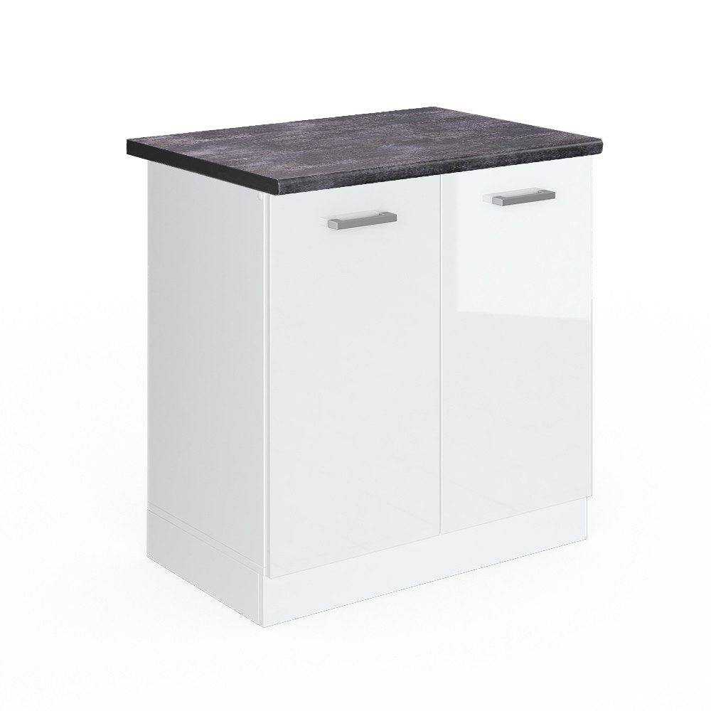 Vicco Spülenunterschrank R-Line, Weiß Hochglanz/Weiß, 80 günstig online kaufen