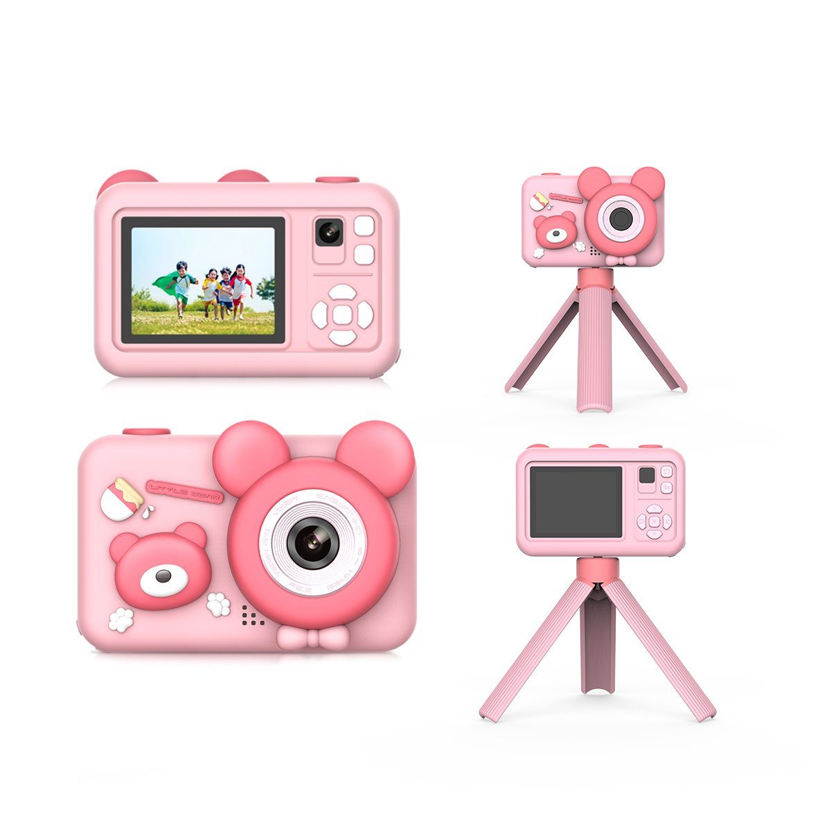 autolock Kamera Kinder Digitalkamera für Kinder 1080P 2 Zoll Bildschirm Kinderkamera (Sofortbildkamera mit Stativ SD Karte Weihnachten Geschenk)