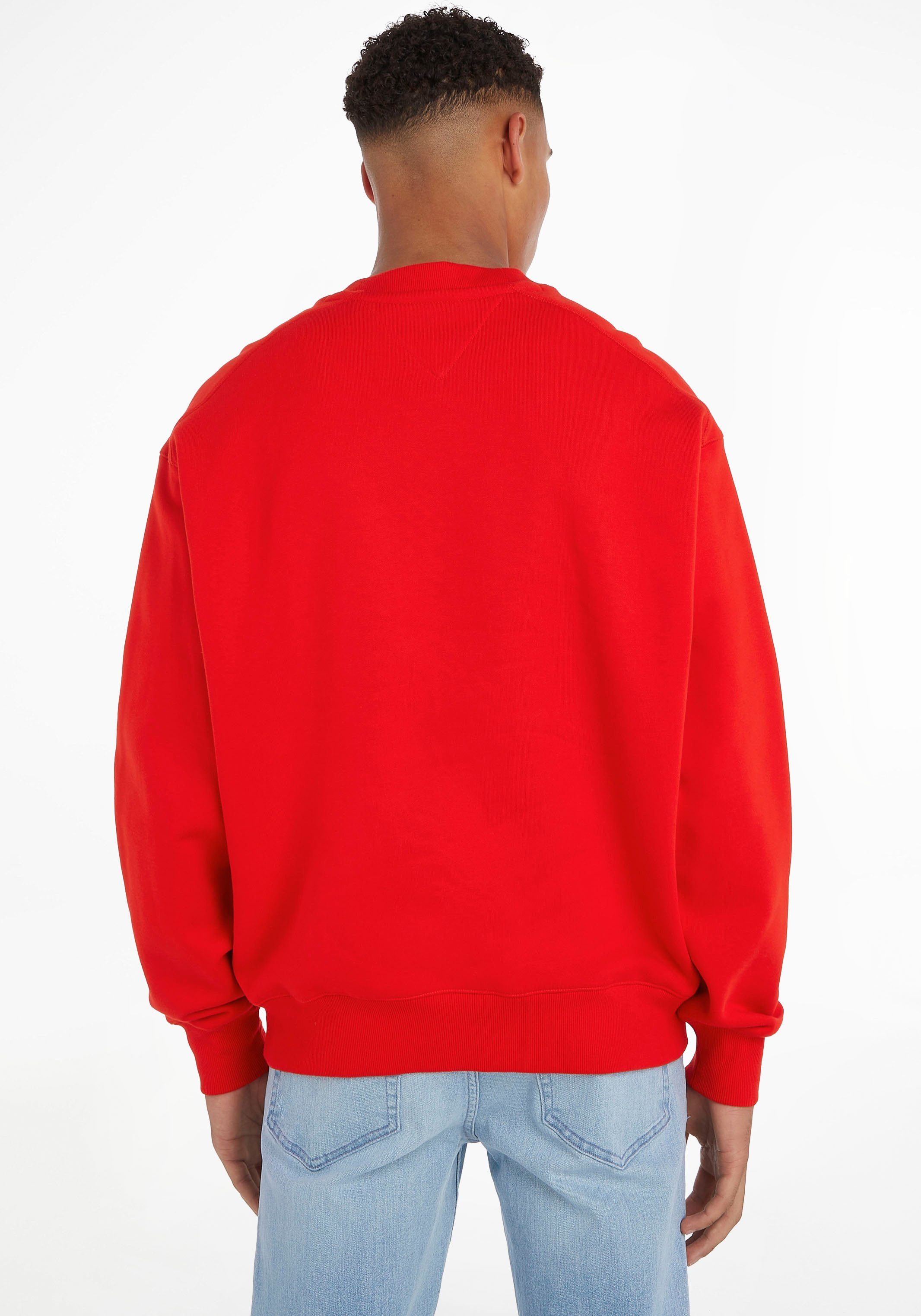 USA mit Jeans DeepCrimson TJM Tommy großflächiger CREW Logostickerei BOXY MODERN SPORT Sweatshirt